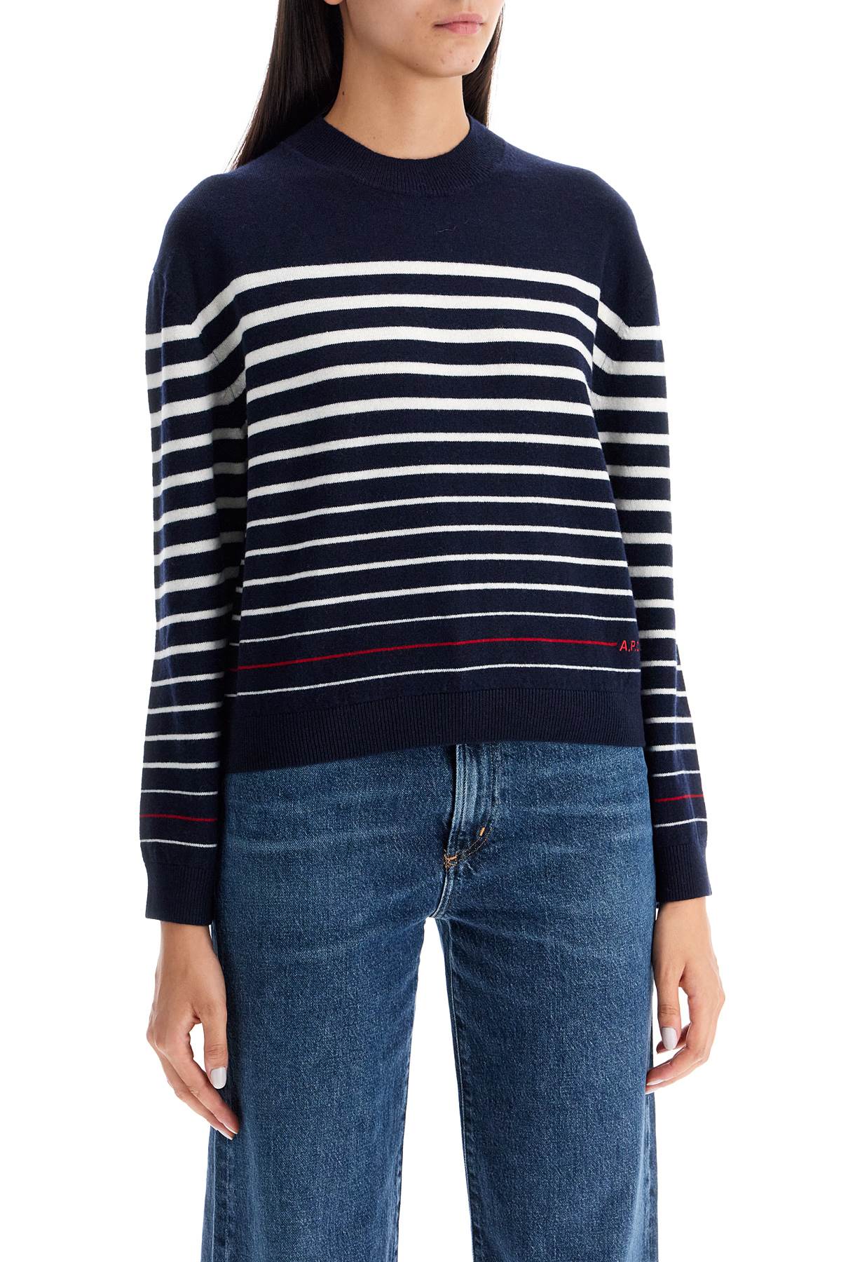 Shop Apc "striped Wool Billie Pullover In Blue