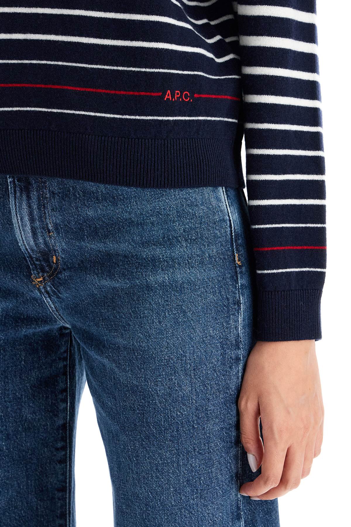 Shop Apc "striped Wool Billie Pullover In Blue