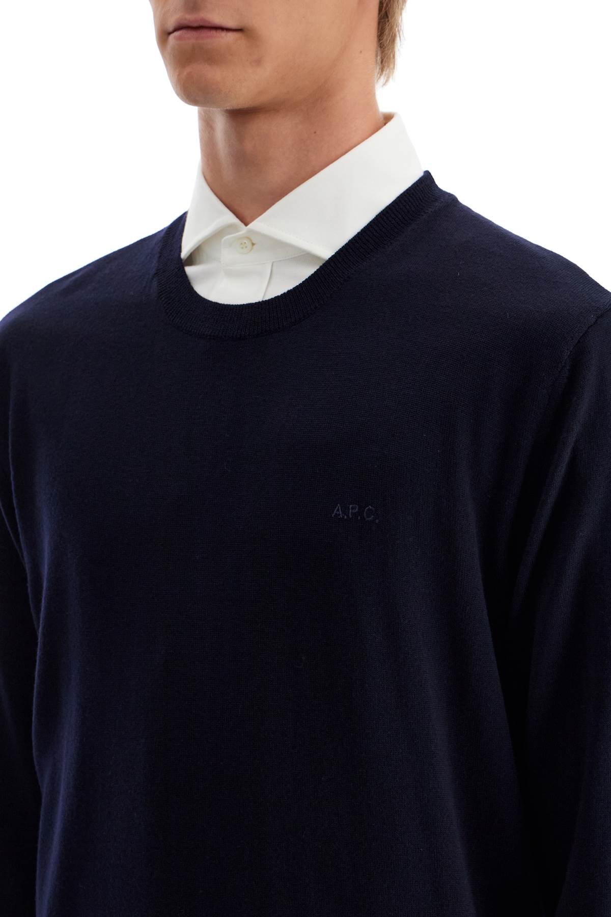 Shop Apc Wool Crewneck Pullover In Blue