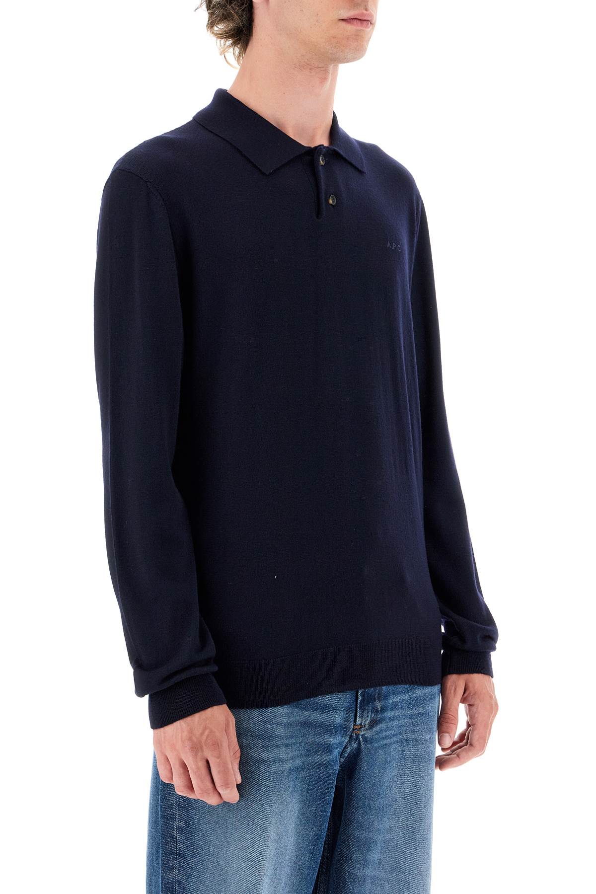 Shop Apc Jacob Wool Pullover Polo Sweater In Blue