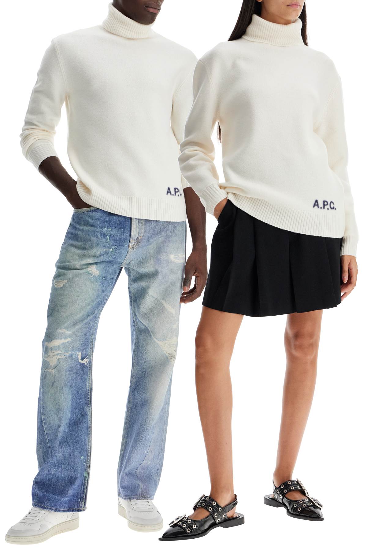 Shop Apc Walter High-neck Pullover In White