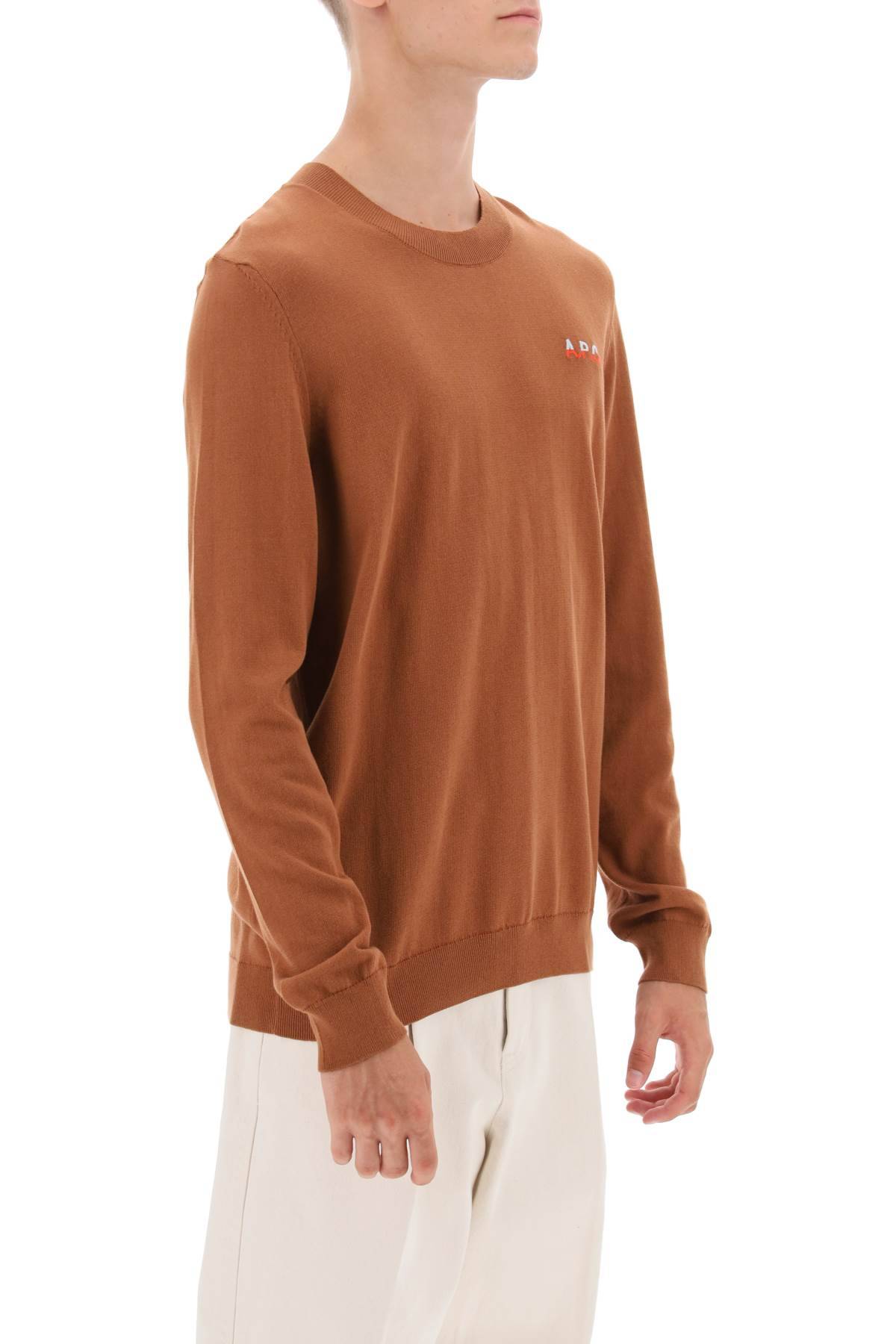 Shop Apc Crew-neck Cotton Sweater In Brown