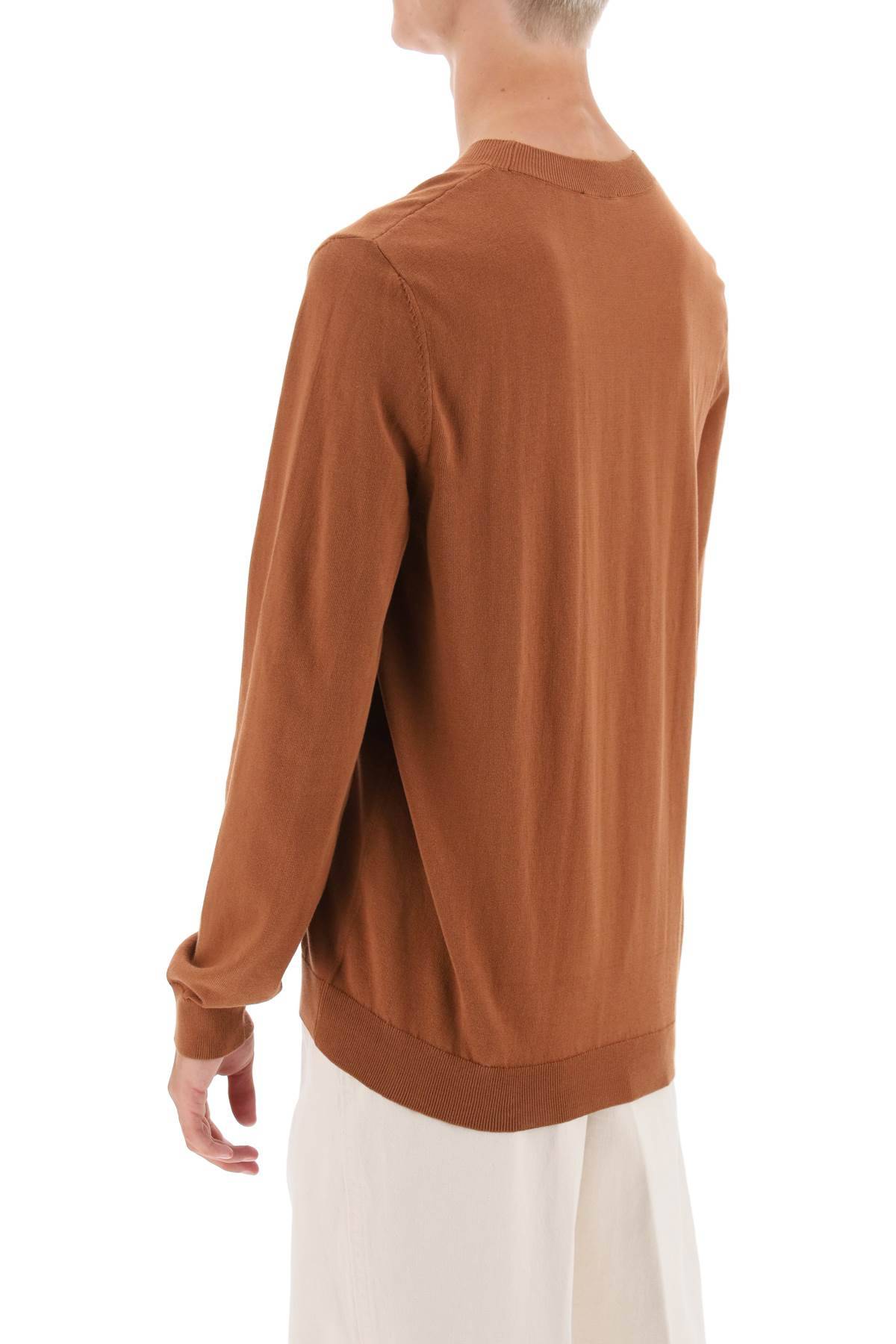 Shop Apc Crew-neck Cotton Sweater In Brown