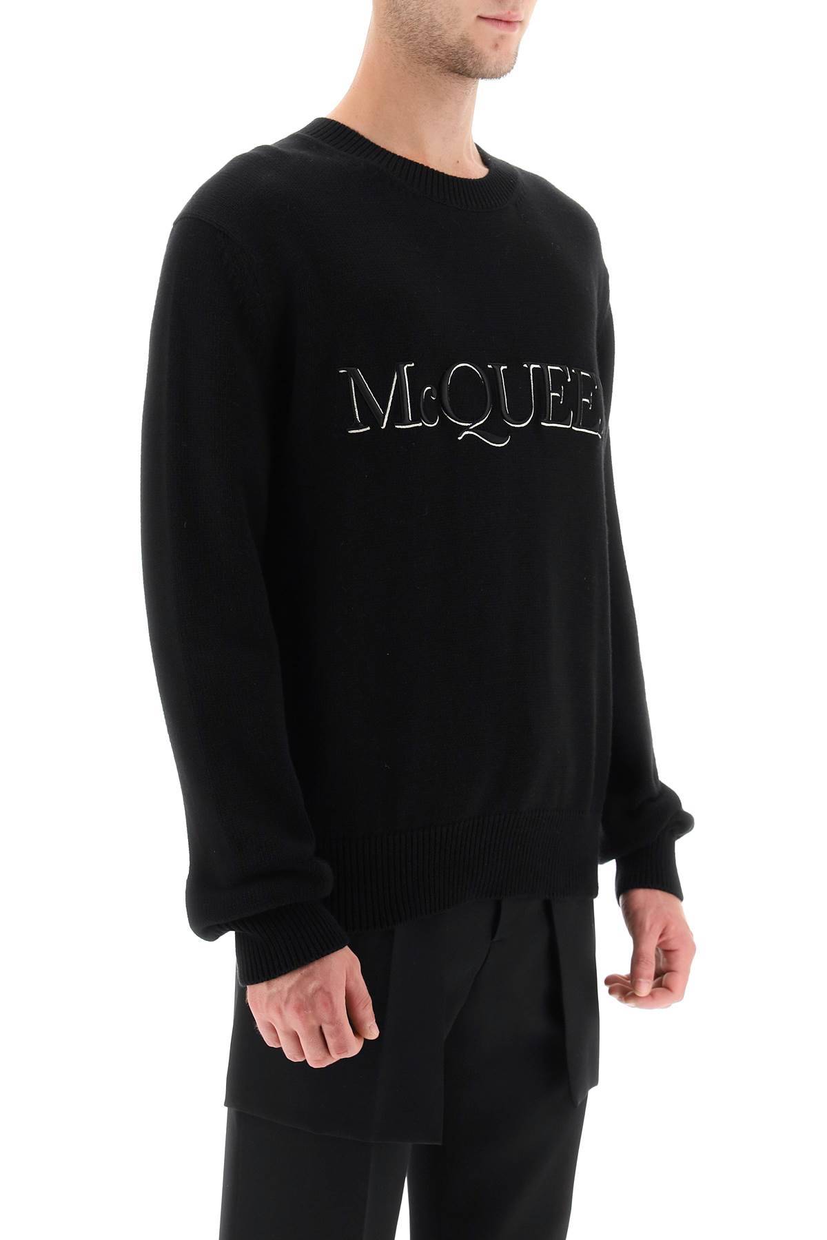Shop Alexander Mcqueen Sweater With Logo Embroidery In Black