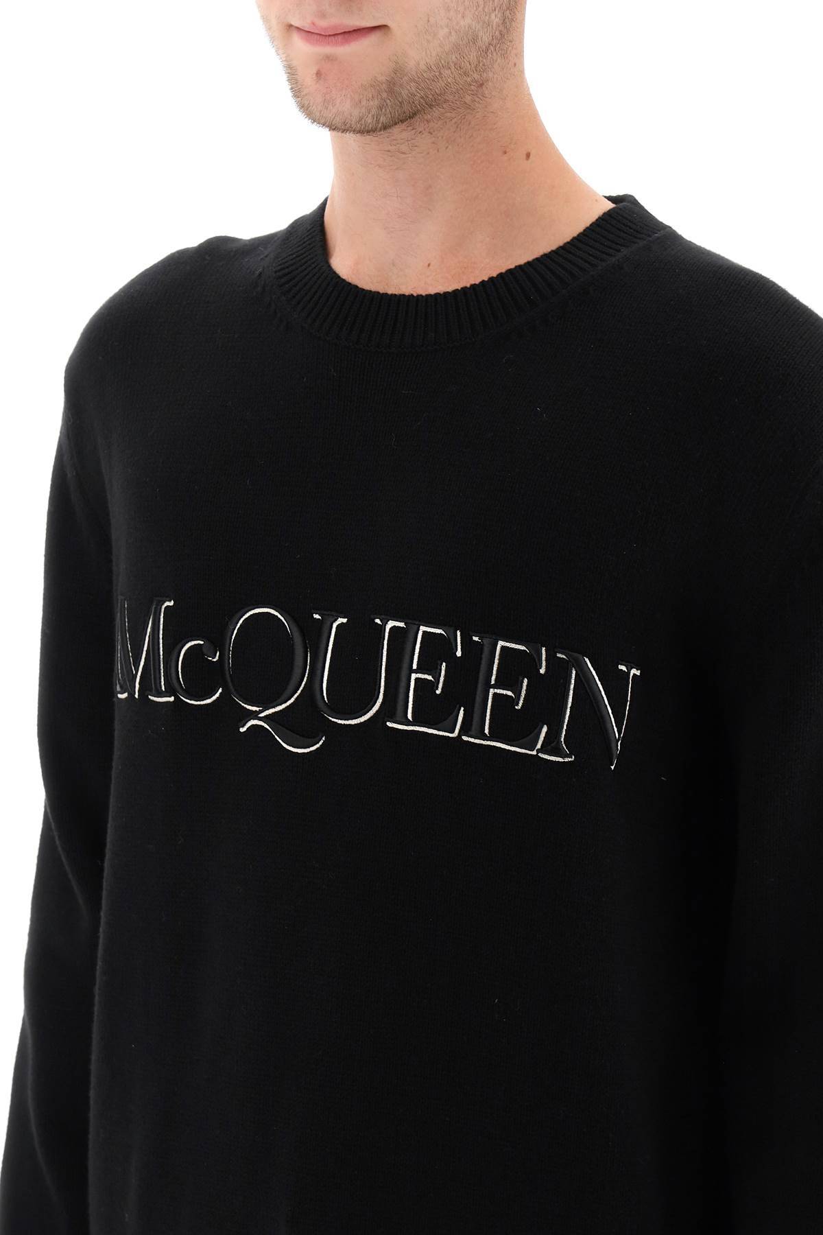 Shop Alexander Mcqueen Sweater With Logo Embroidery In Black