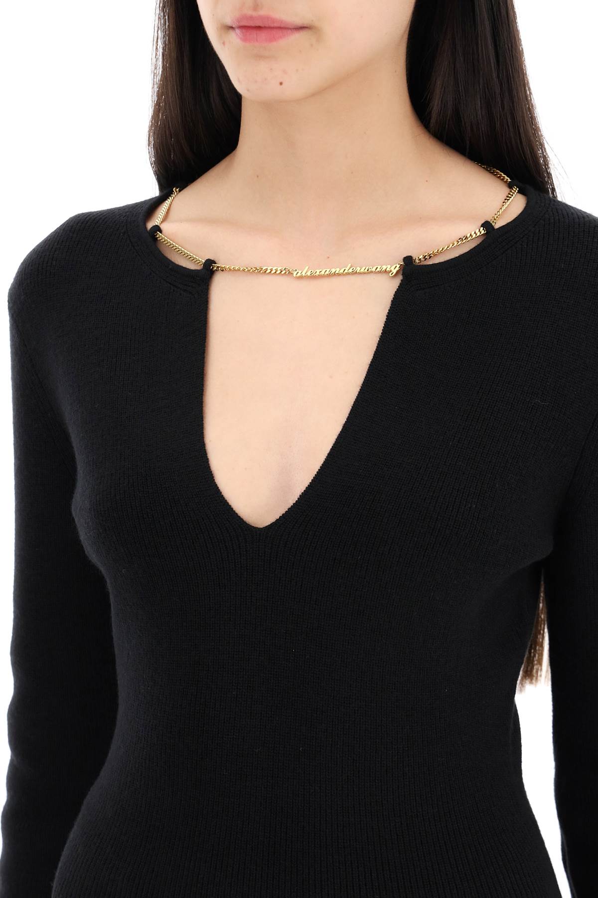 Shop Alexander Wang "chain Detail Pullover Sweater In Black