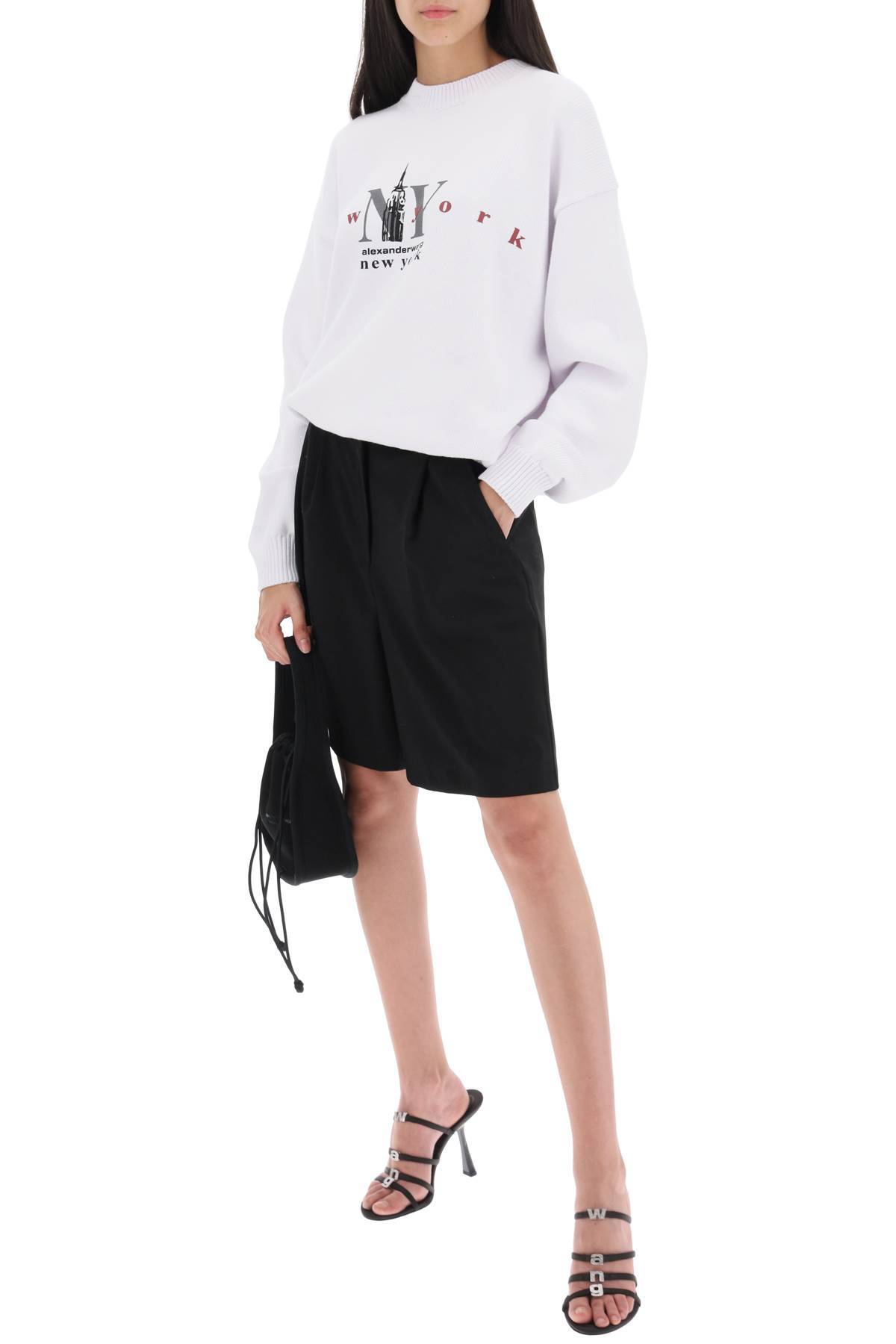 Shop Alexander Wang Ny Empire State Logo Cotton Sweater In White