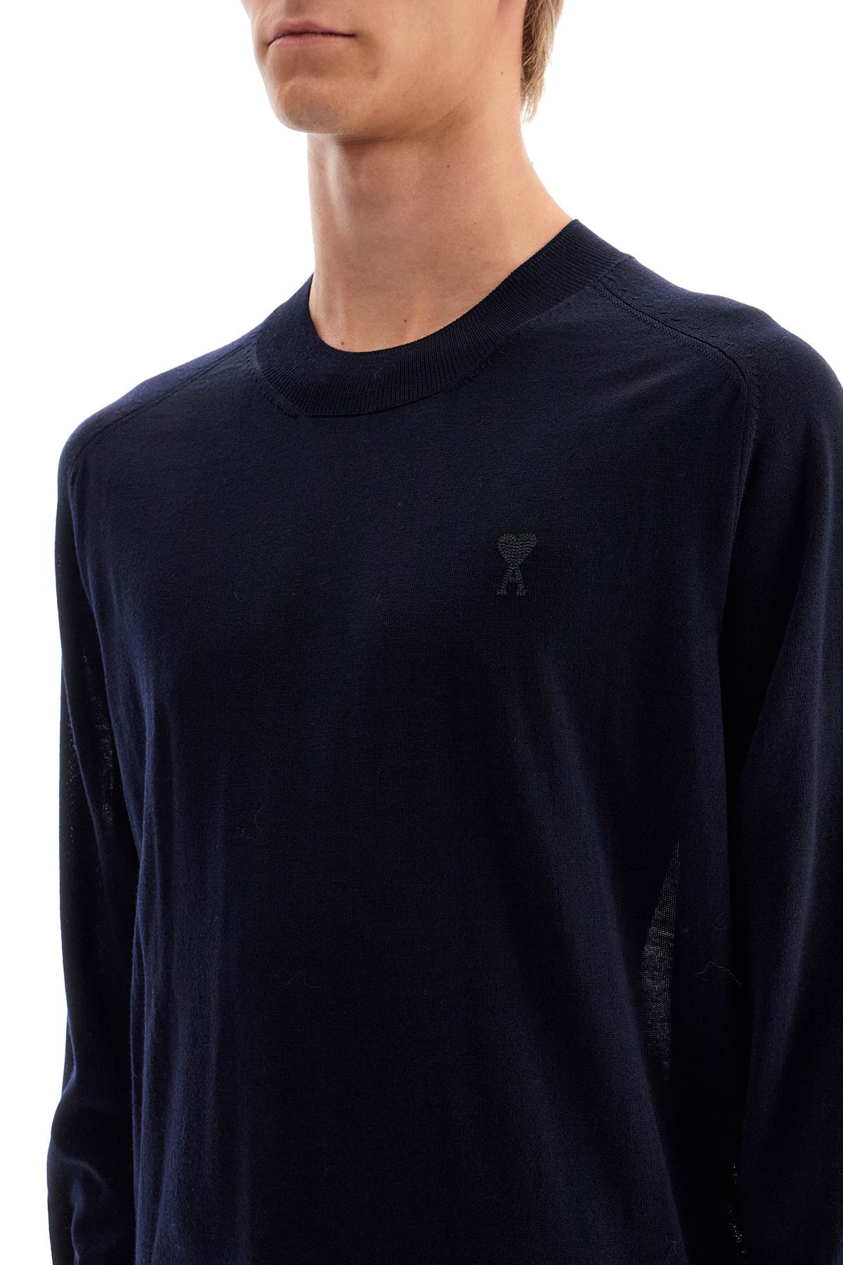 Shop Ami Alexandre Matiussi Lightweight Wool Raglan Pullover In Blue