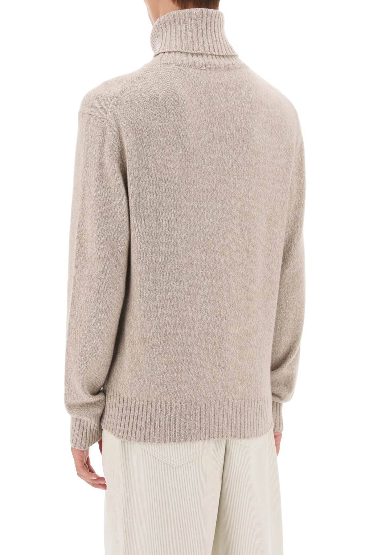 Shop Ami Alexandre Mattiussi Melange-effect Cashmere Turtleneck Sweater In Beige
