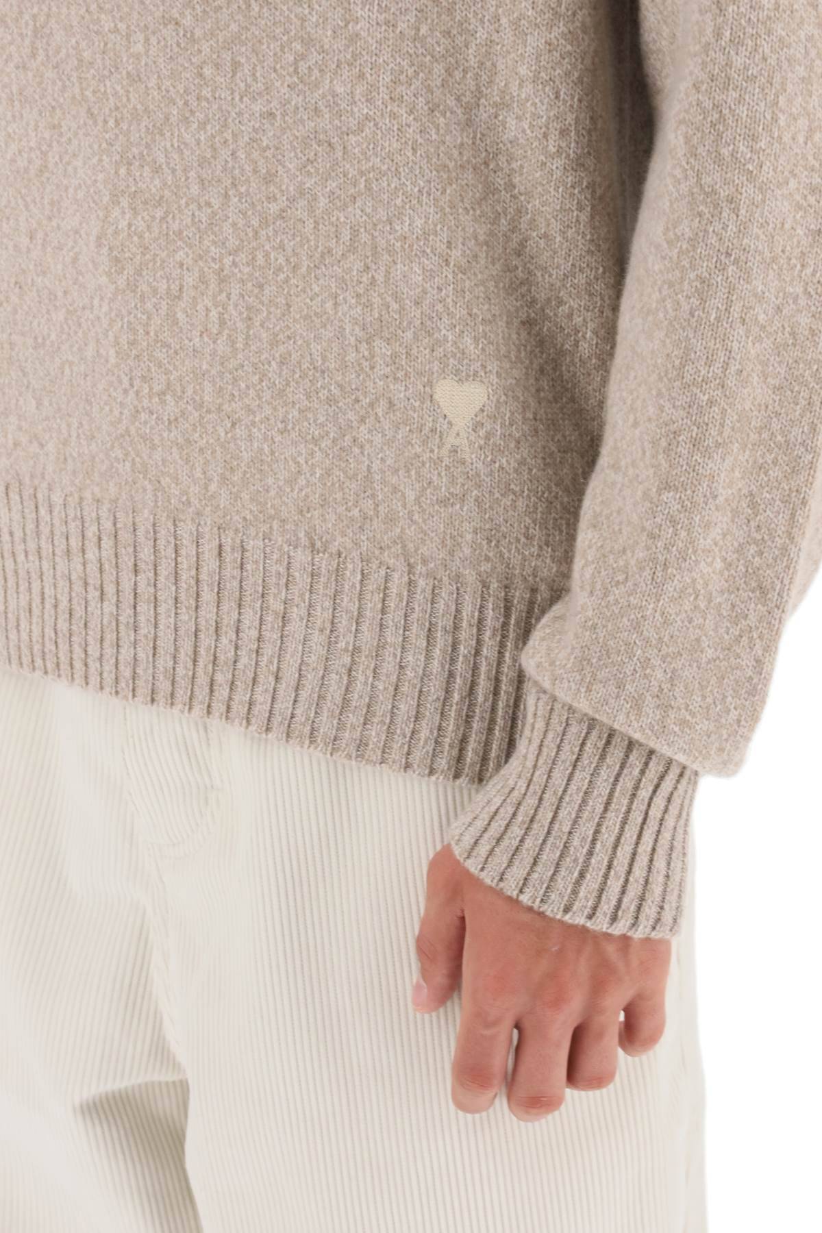 Shop Ami Alexandre Mattiussi Melange-effect Cashmere Turtleneck Sweater In Beige