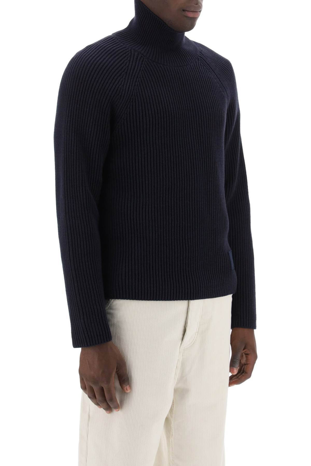 Shop Ami Alexandre Mattiussi English Rib Funnel-neck Sweater In Blue