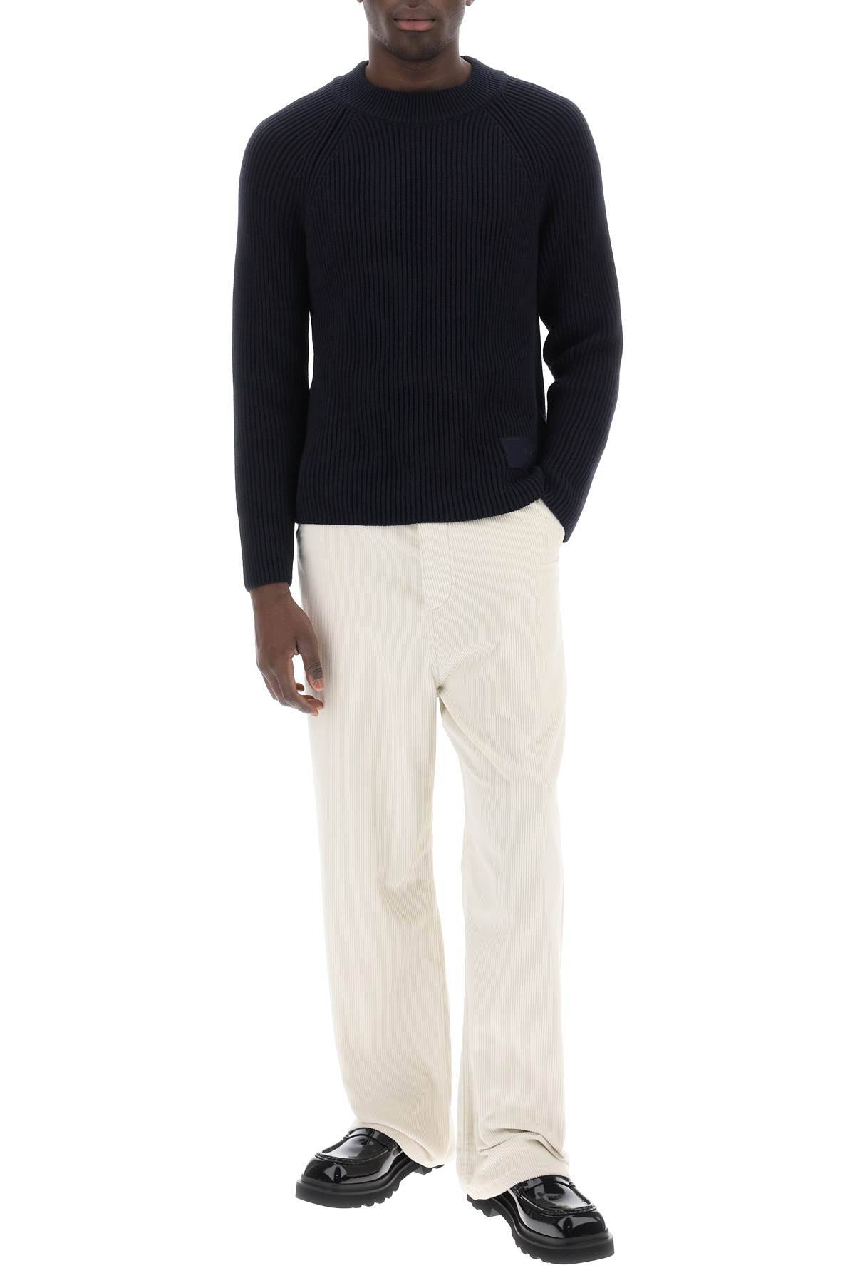 Shop Ami Alexandre Mattiussi Cotton-wool Crewneck Sweater In Blue