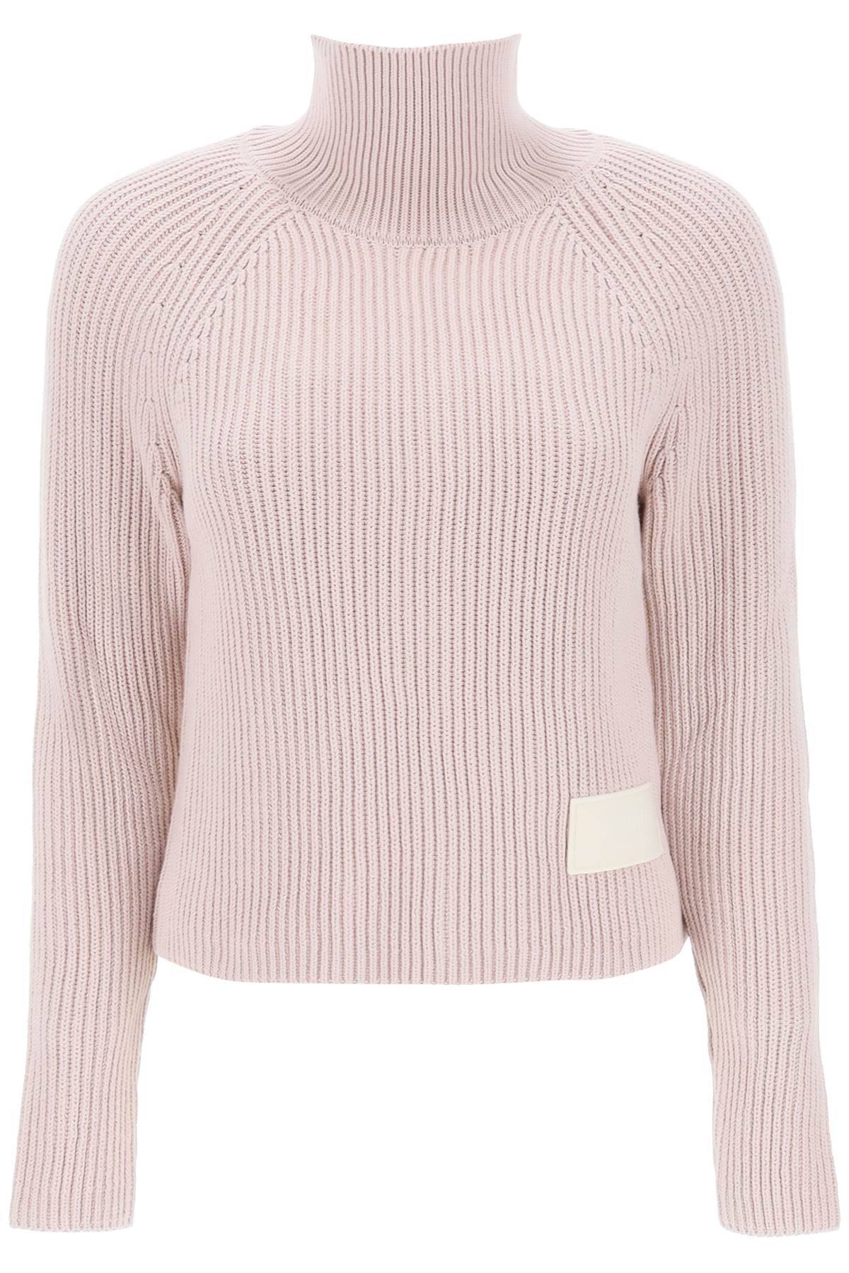 Ami Alexandre Mattiussi English Rib Funnel-neck Sweater In Pink