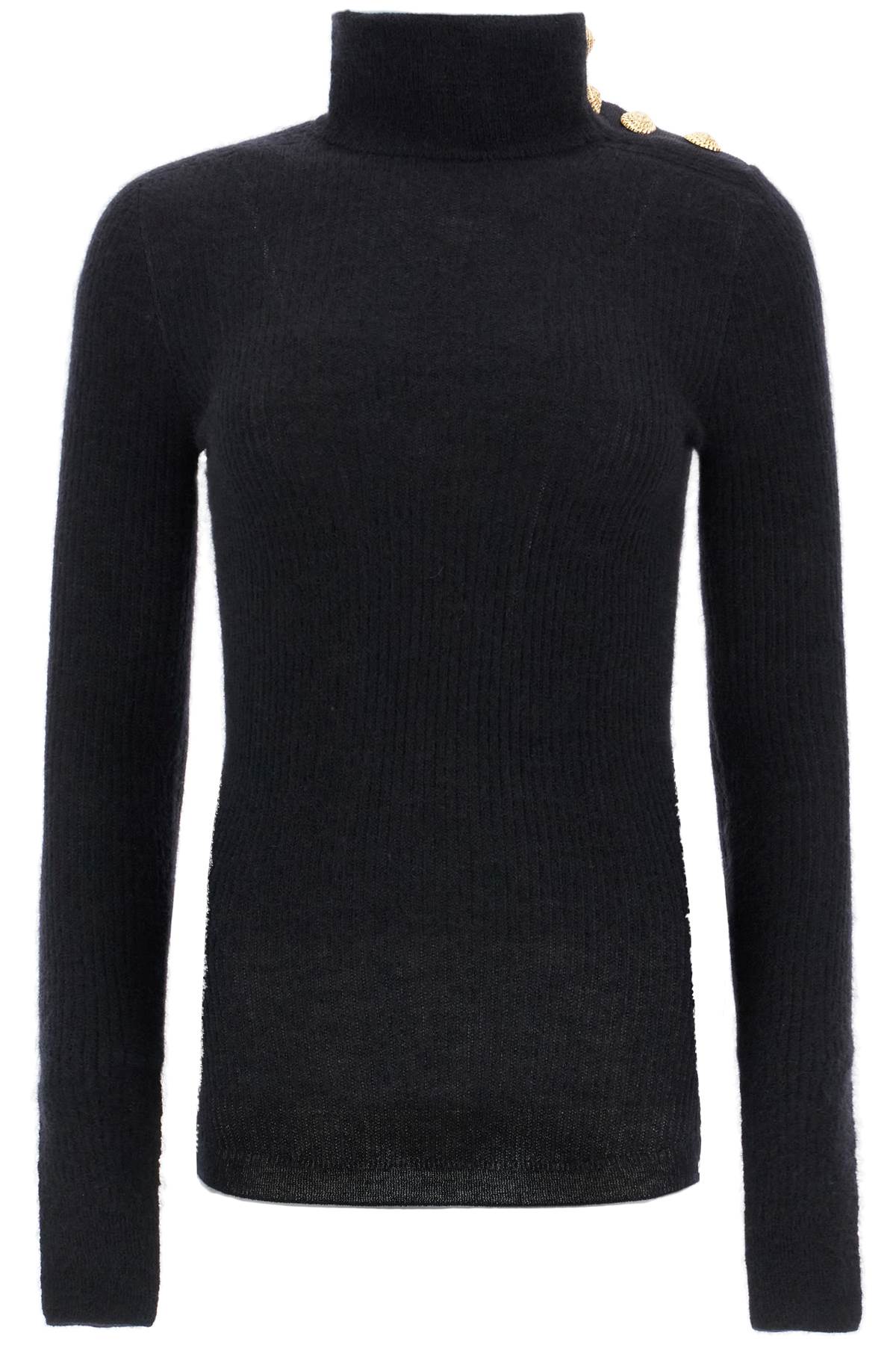 Shop Balmain Mohair Sweater With Embossed Buttons And In Black