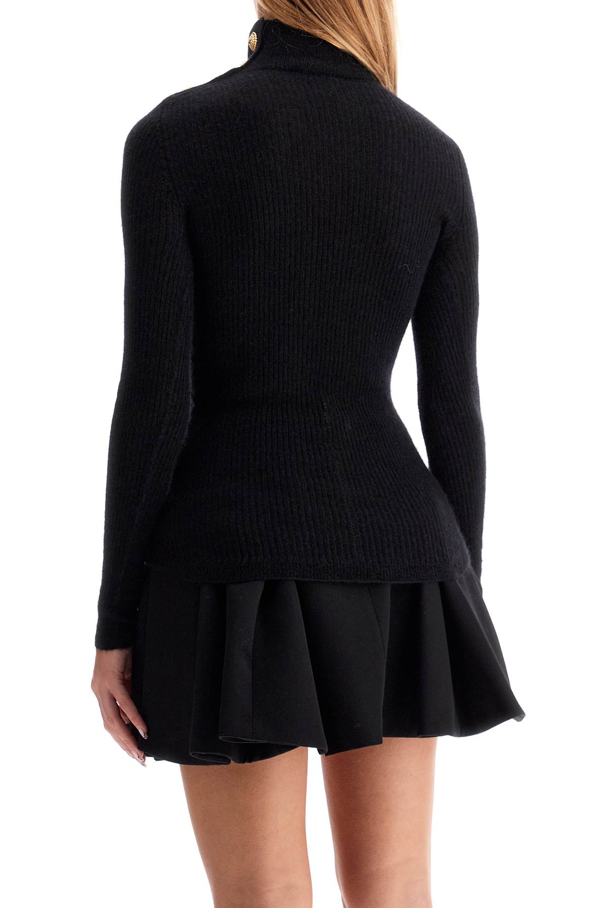 Shop Balmain Mohair Sweater With Embossed Buttons And In Black