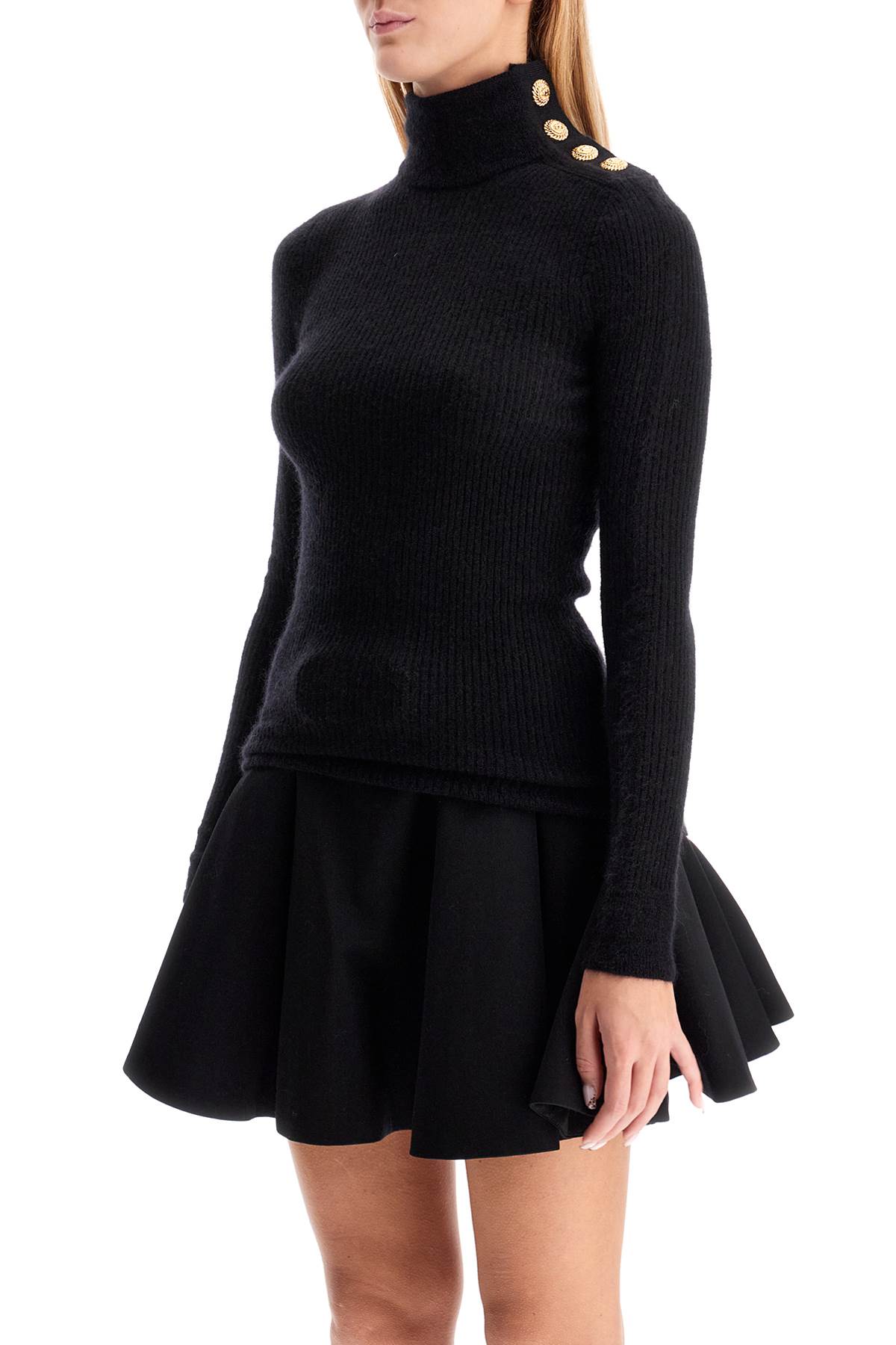 Shop Balmain Mohair Sweater With Embossed Buttons And In Black