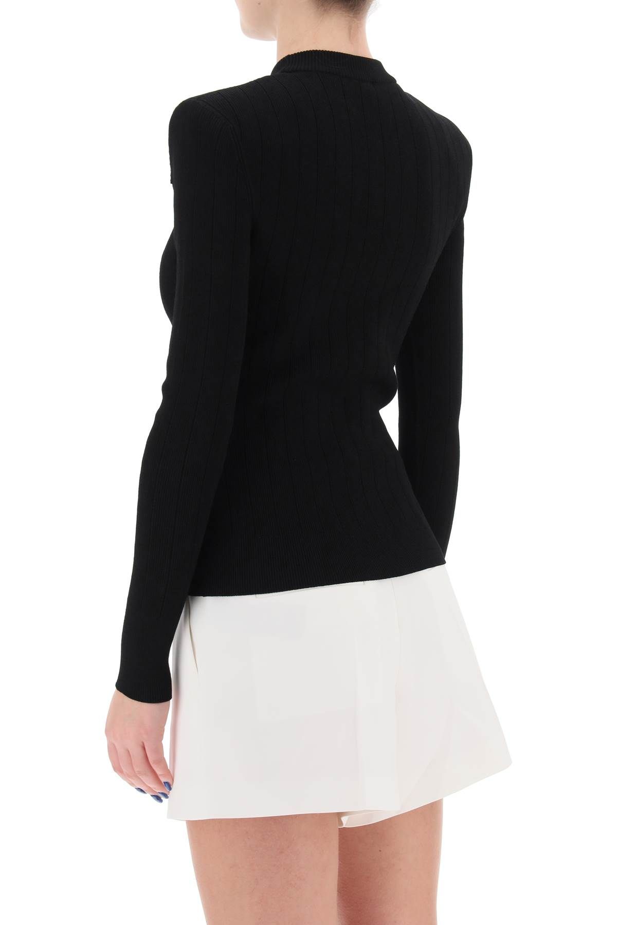 Shop Balmain Crew-neck Sweater With Buttons In Black