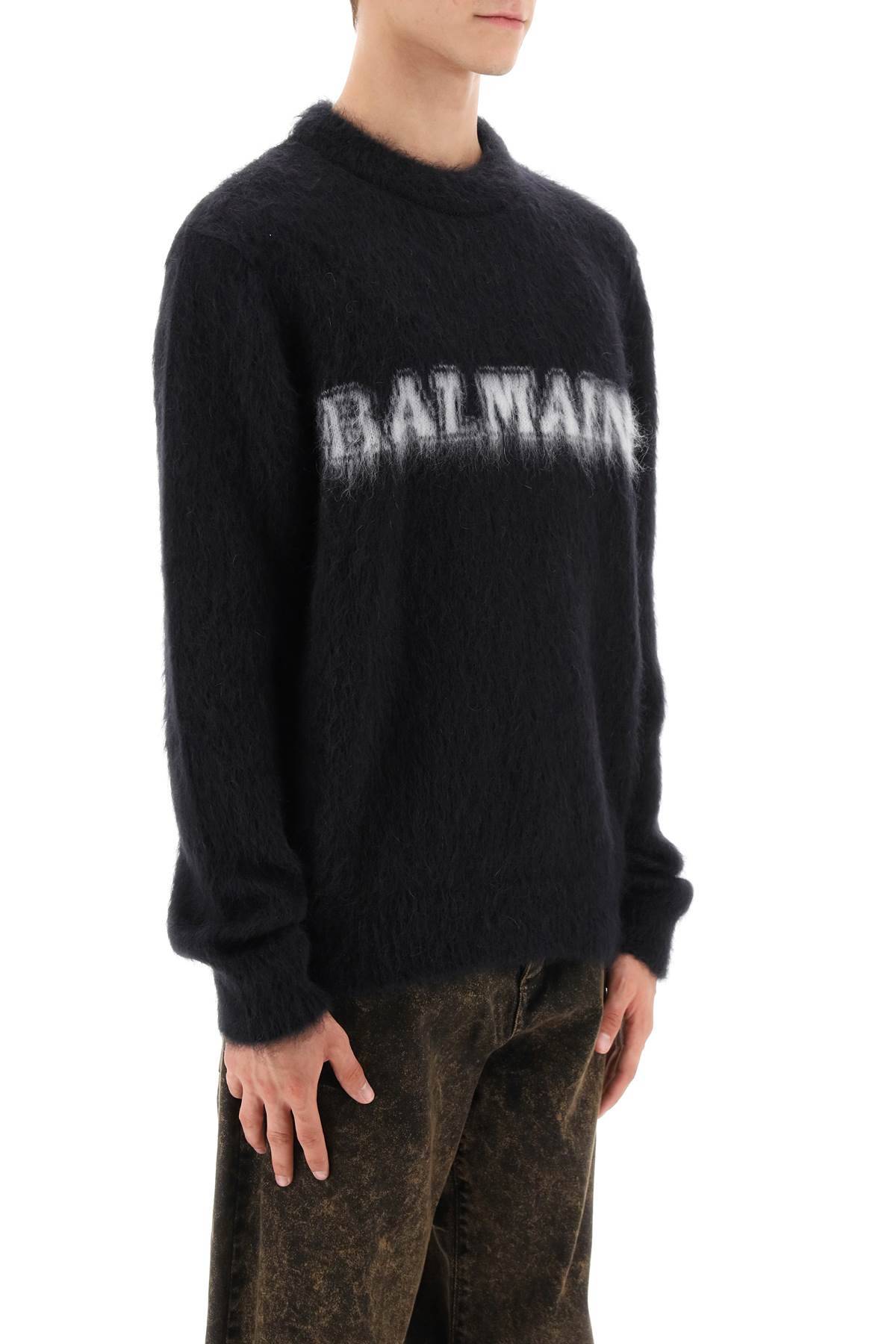 Shop Balmain Retro Pullover In Brushed Mohair In Black