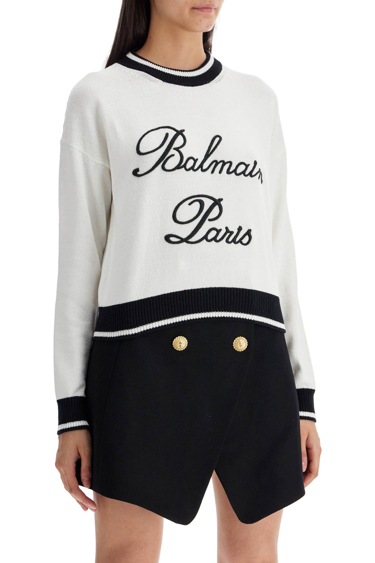 Shop Balmain Boxy Cotton And Lyocell Blend In White