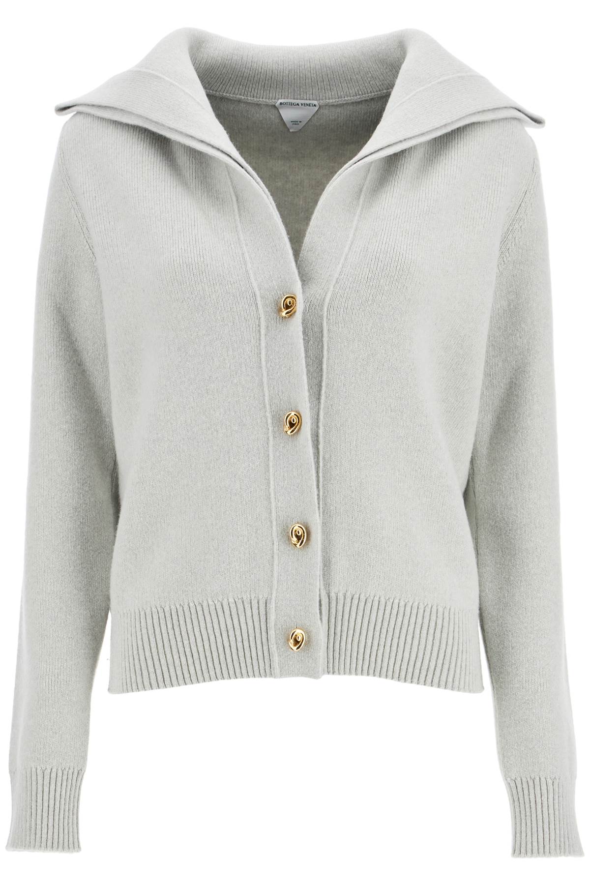 Shop Bottega Veneta "striped Collar Cardigan In Grey