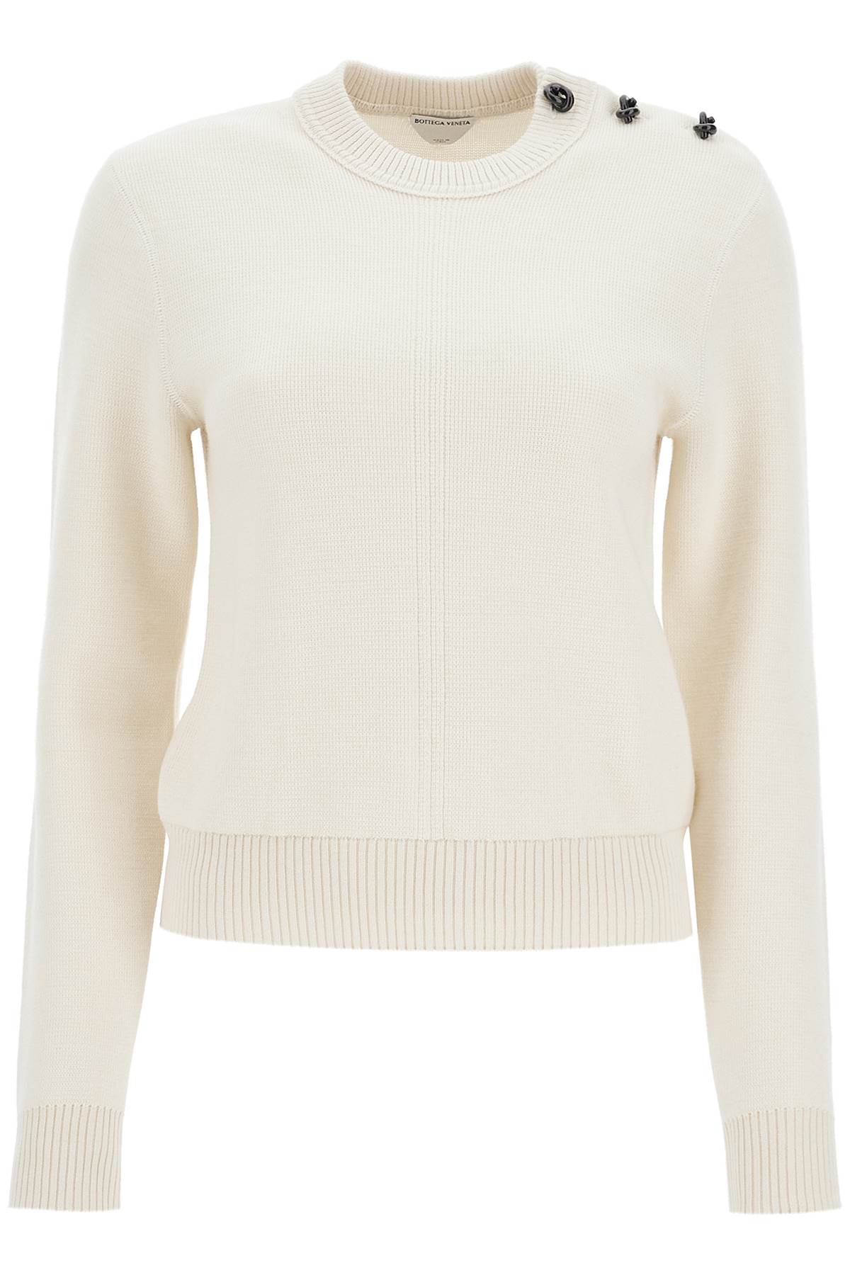 Shop Bottega Veneta -front Wool Pullover With Dry Buttons In Neutro