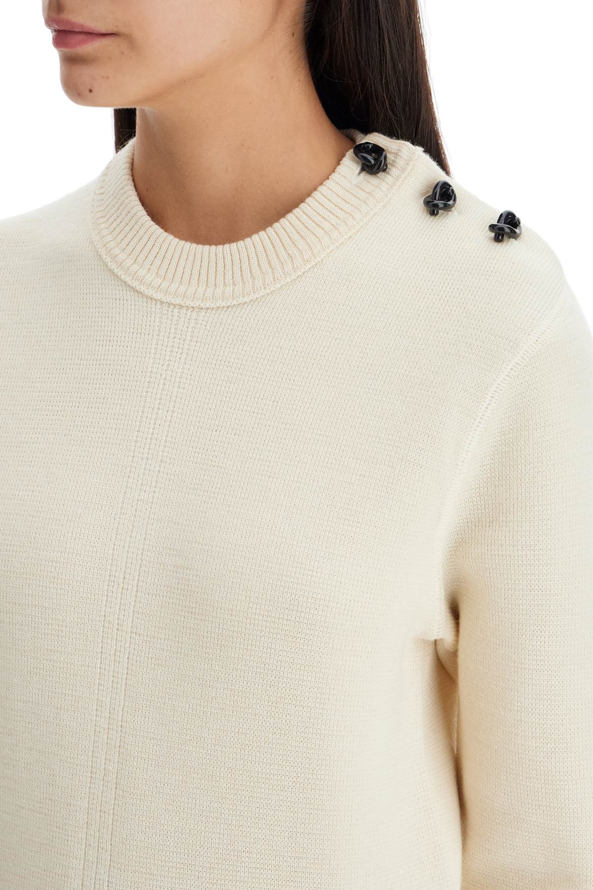 Shop Bottega Veneta -front Wool Pullover With Dry Buttons In Neutro