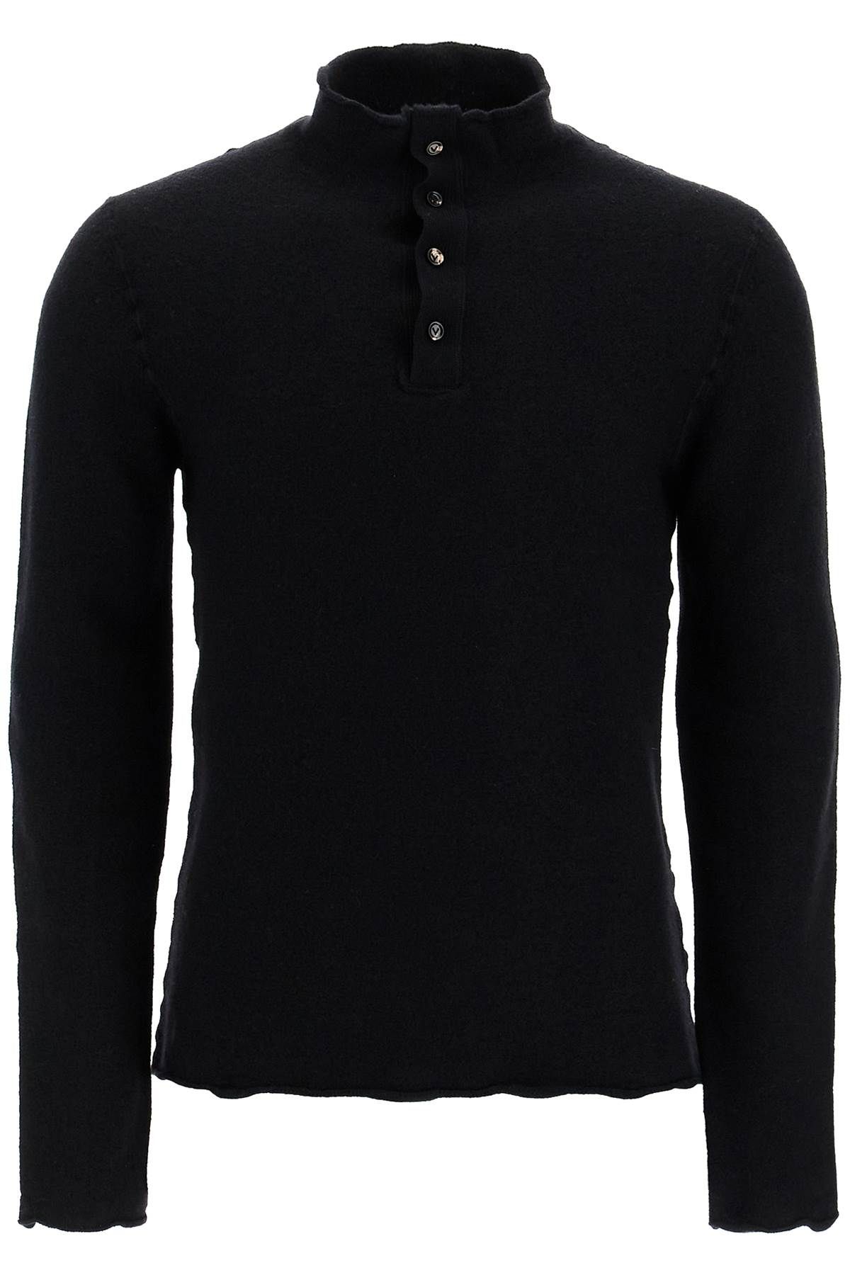 Shop Bottega Veneta High-neck Wool Fleece Pullover Sweater In Black