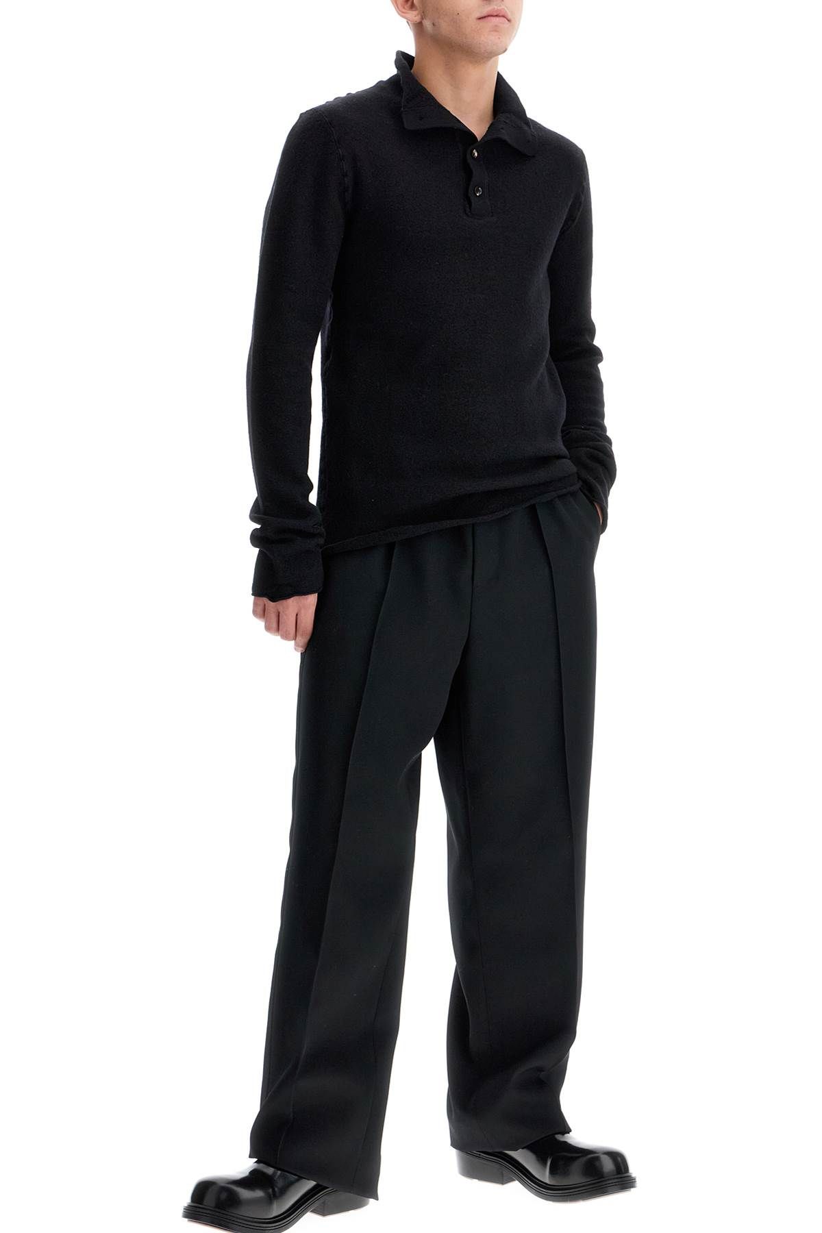 Shop Bottega Veneta High-neck Wool Fleece Pullover Sweater In Black