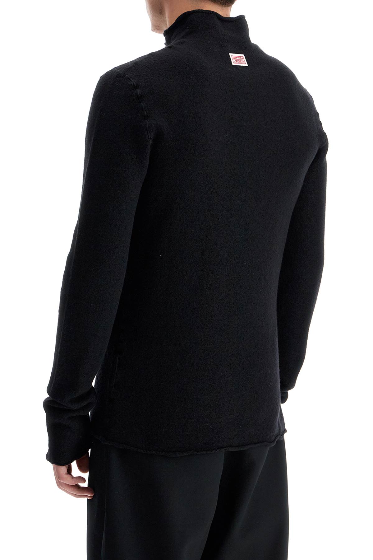 Shop Bottega Veneta High-neck Wool Fleece Pullover Sweater In Black