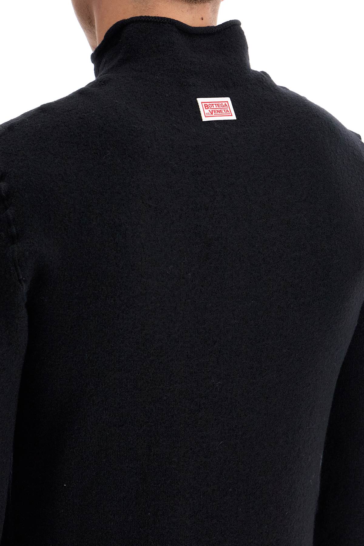 Shop Bottega Veneta High-neck Wool Fleece Pullover Sweater In Black