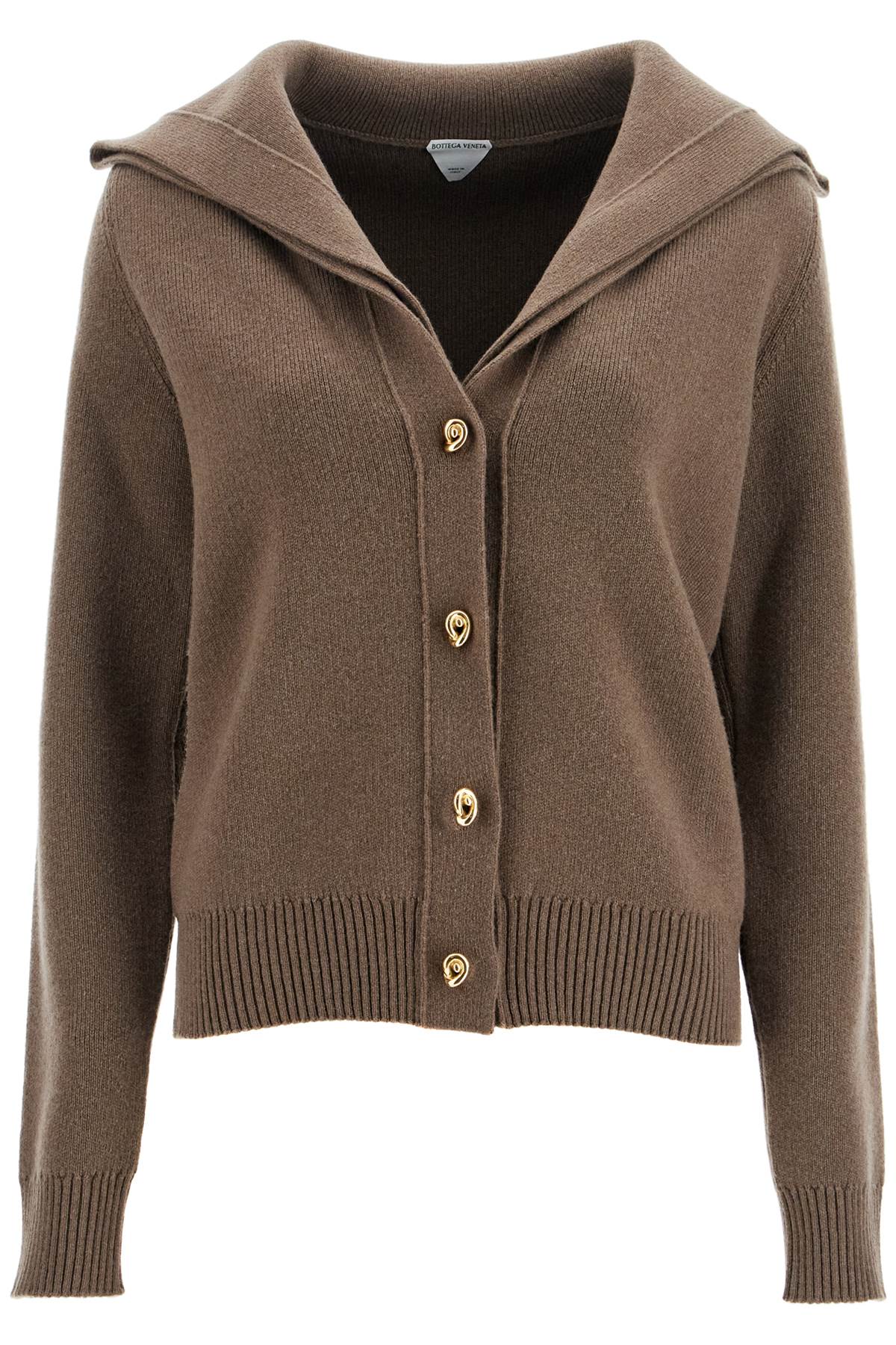 Shop Bottega Veneta "striped Collar Cardigan In Brown