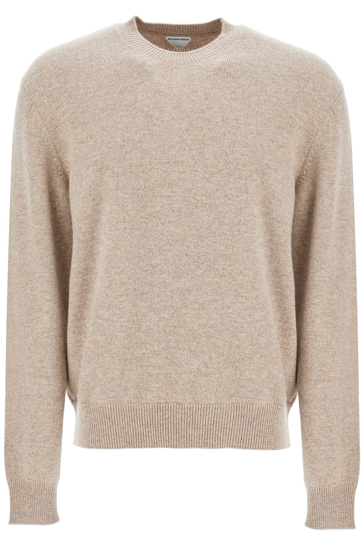 Shop Bottega Veneta Cashmere Pullover With Leather Patches In Beige