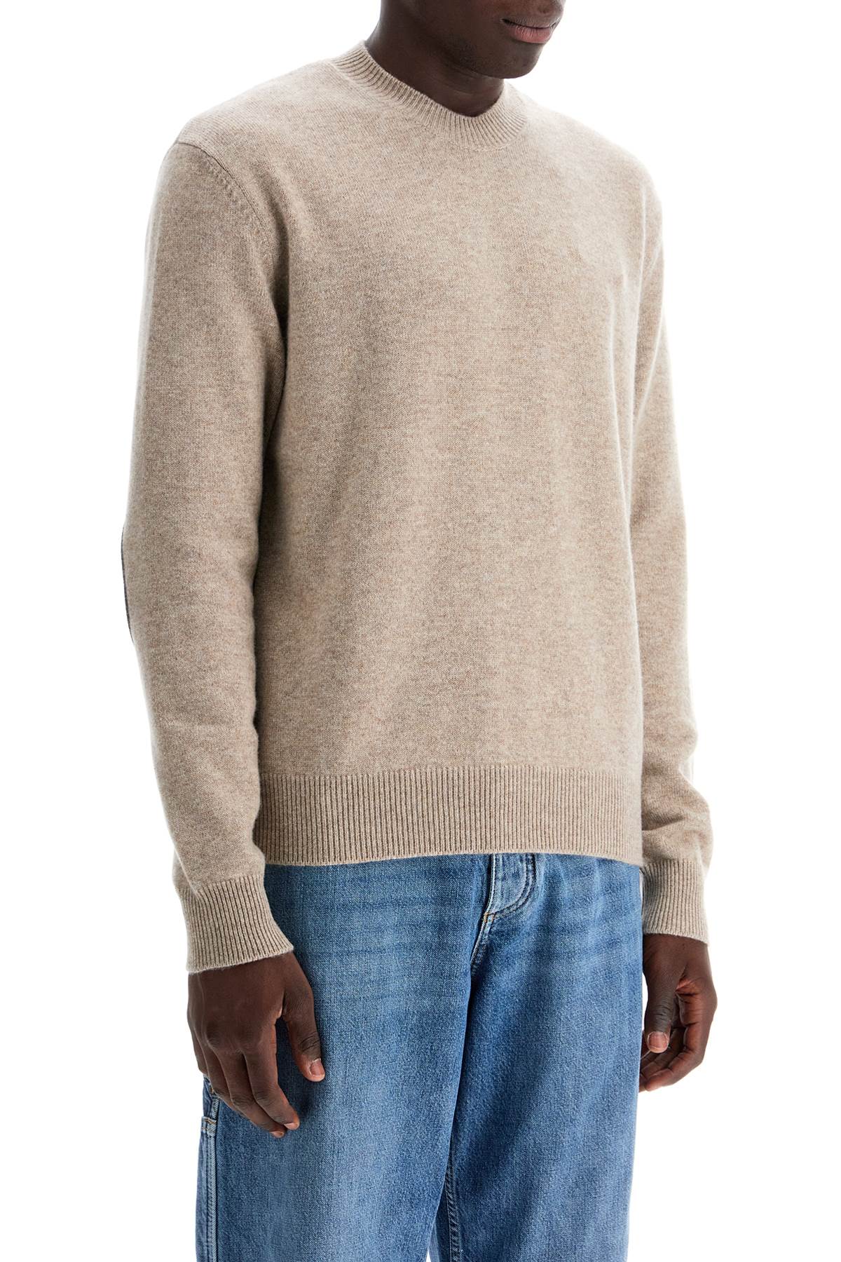 Shop Bottega Veneta Cashmere Pullover With Leather Patches In Beige