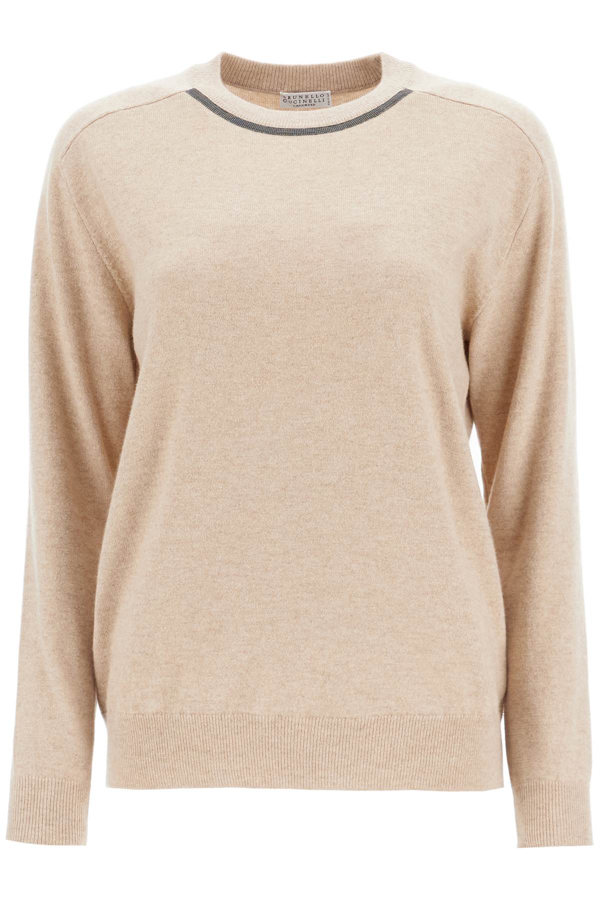 Shop Brunello Cucinelli Cashmere Crewneck Pullover In Beige