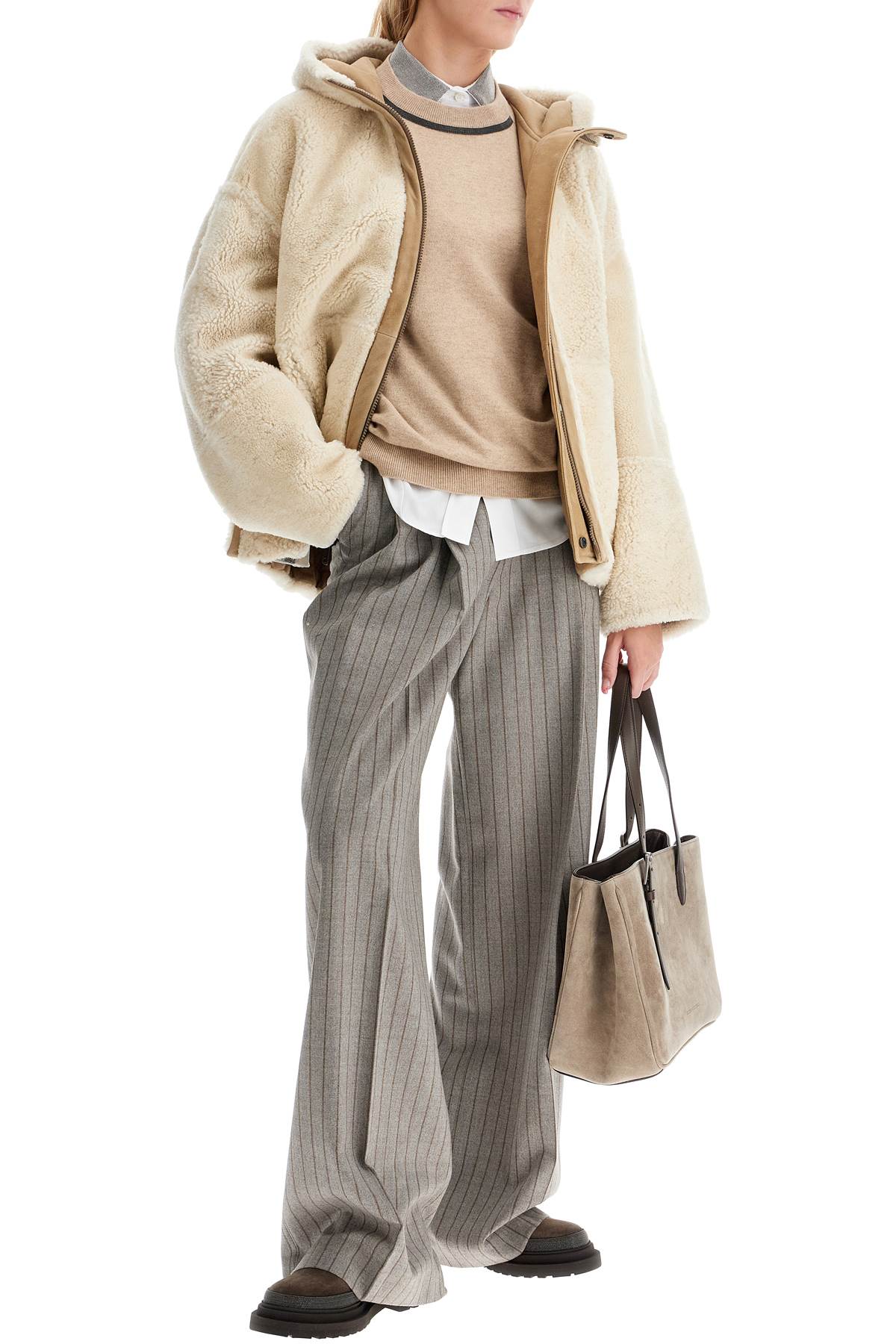 Shop Brunello Cucinelli Cashmere Crewneck Pullover In Beige