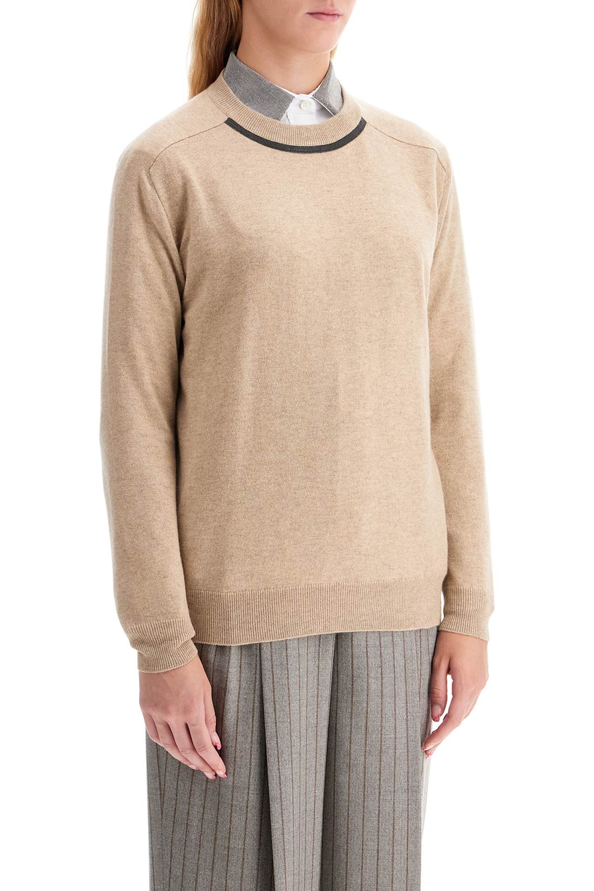 Shop Brunello Cucinelli Cashmere Crewneck Pullover In Beige