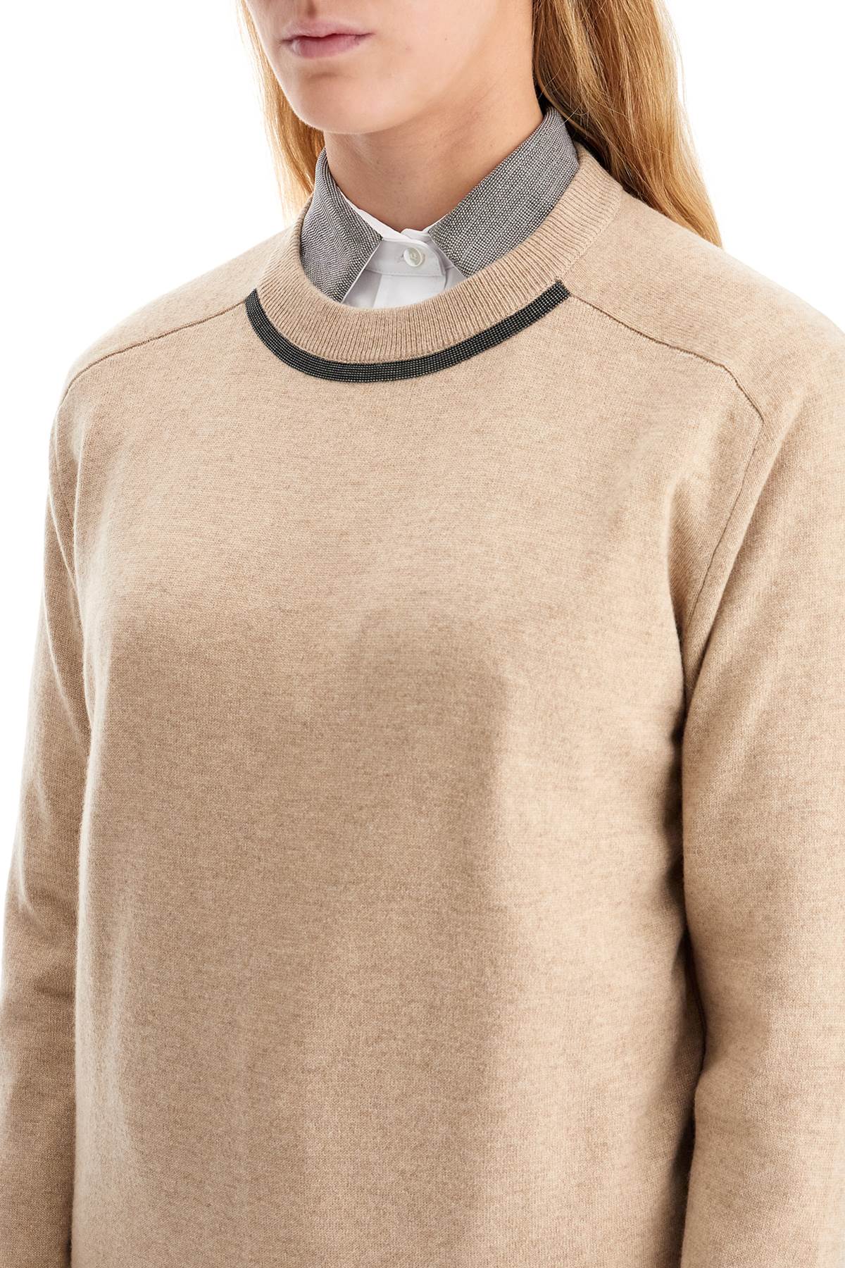 Shop Brunello Cucinelli Cashmere Crewneck Pullover In Beige