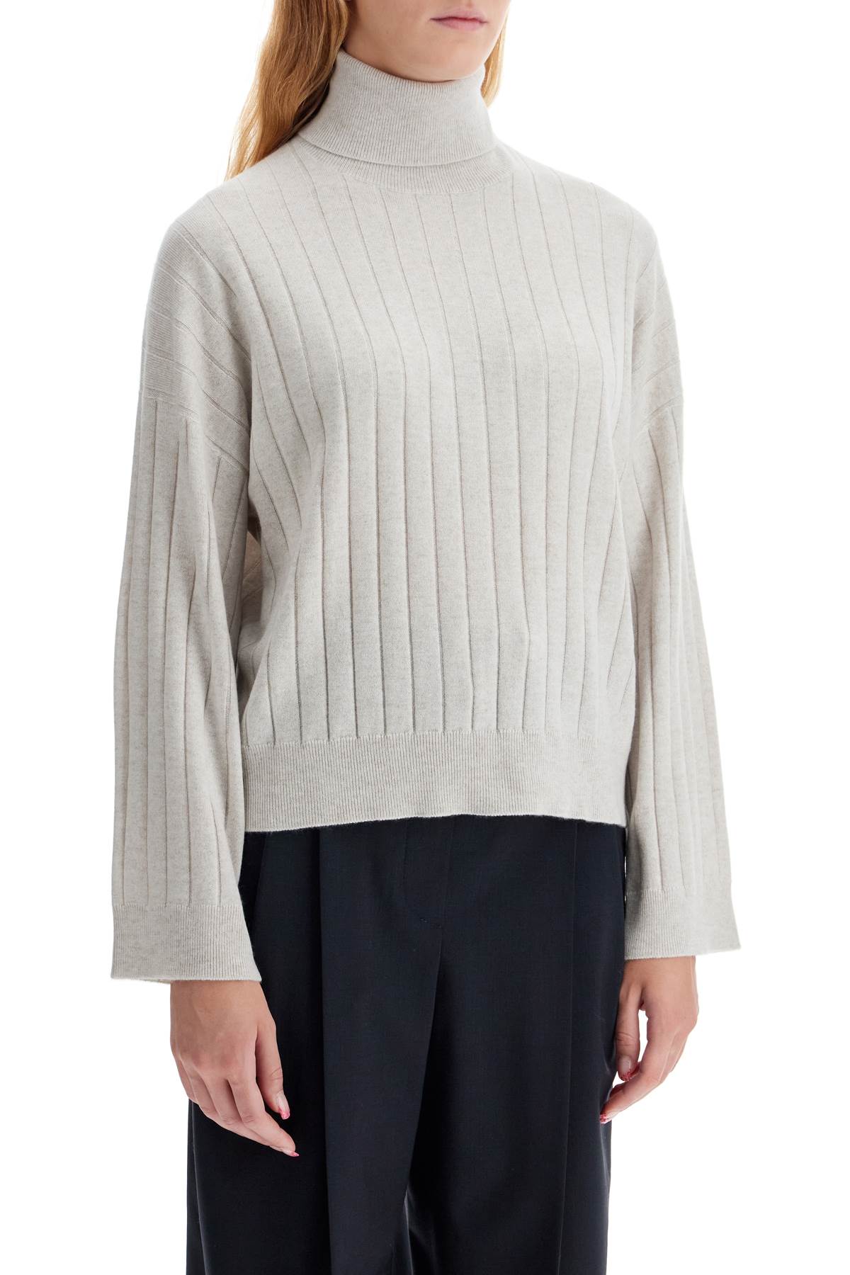 Shop Brunello Cucinelli High-neck Cashmere Pullover Sweater In Beige