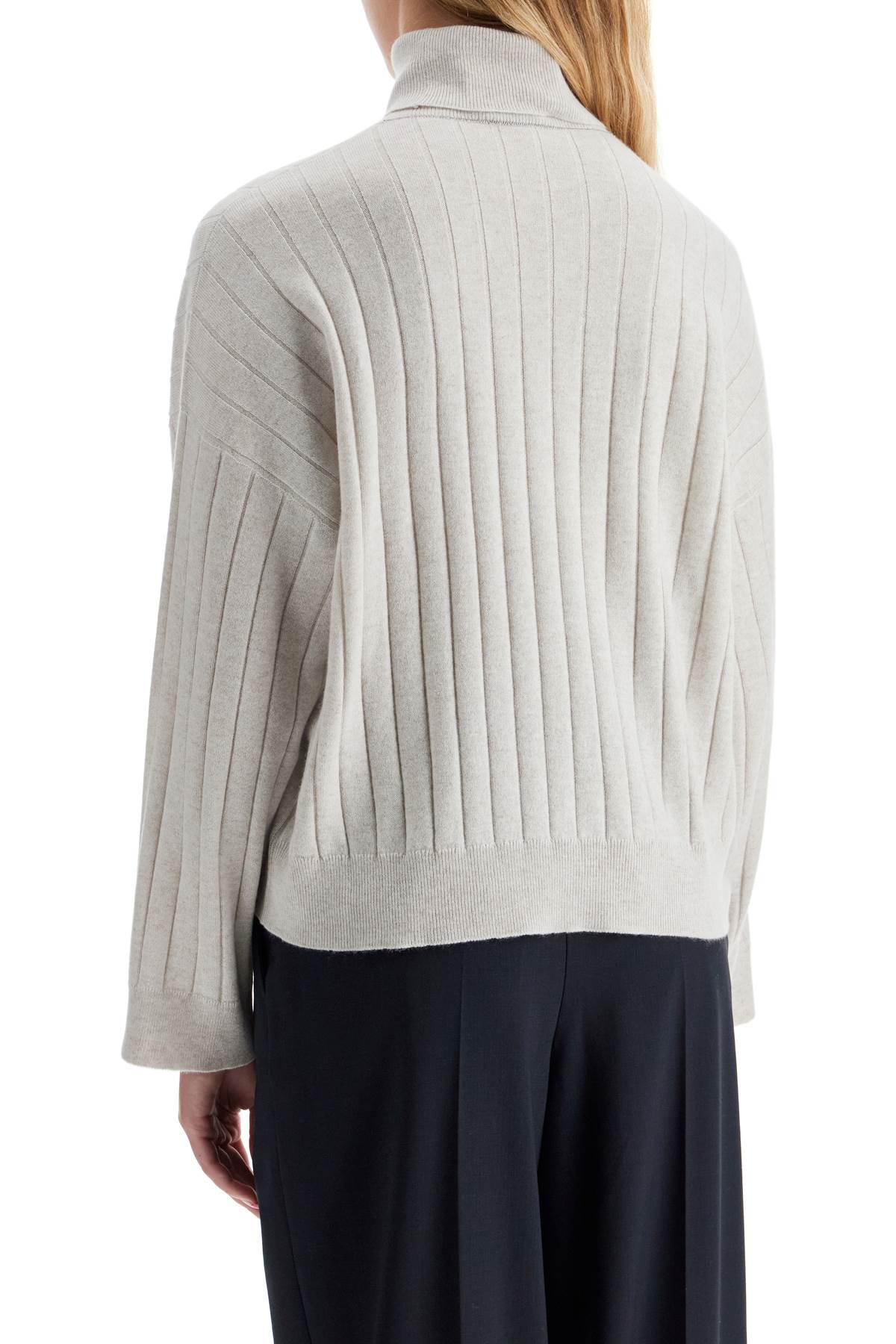 Shop Brunello Cucinelli High-neck Cashmere Pullover Sweater In Beige