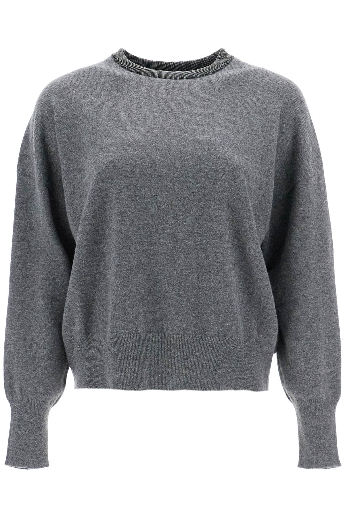 Shop Brunello Cucinelli "pullover With Precious Rib In Grey