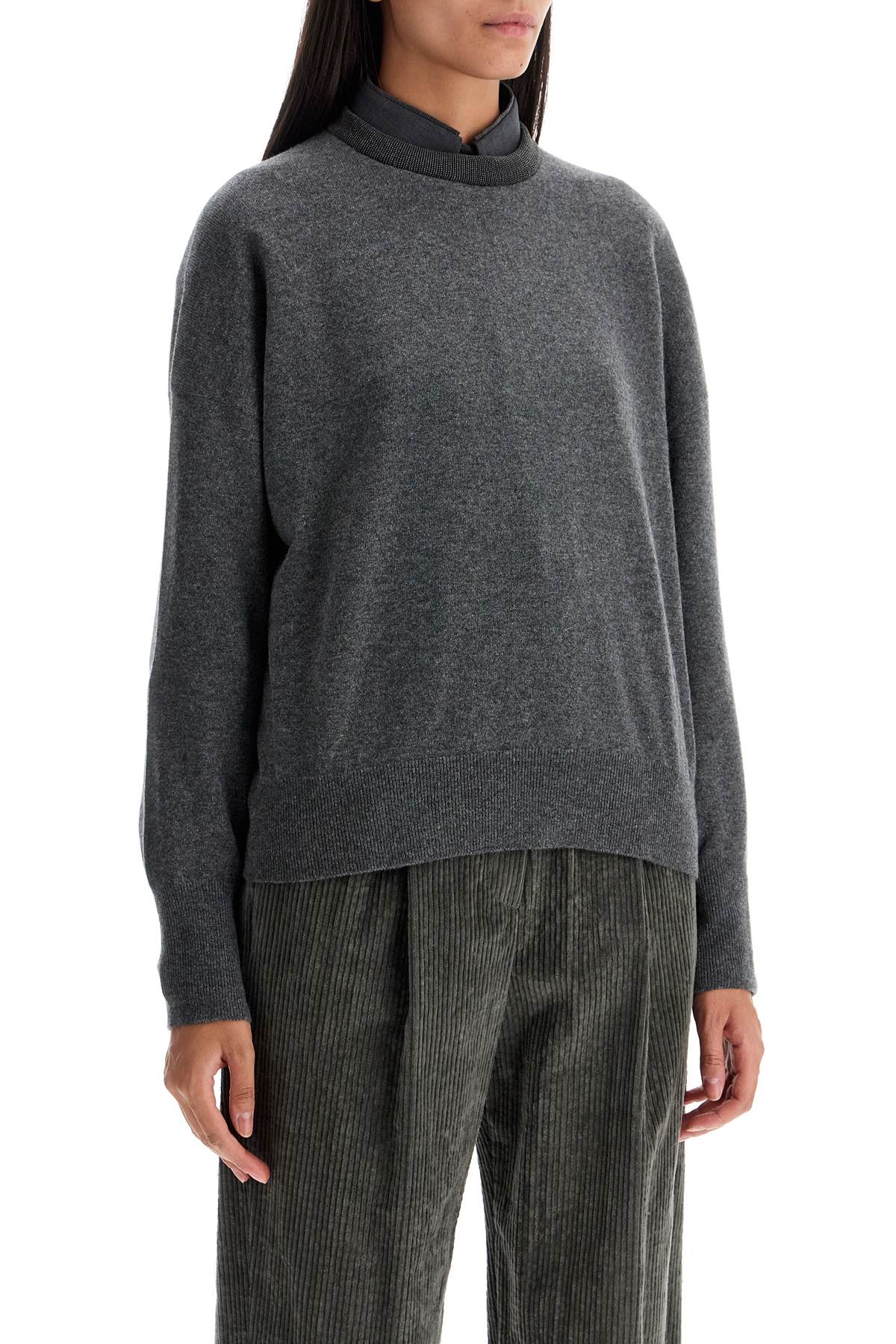 Shop Brunello Cucinelli "pullover With Precious Rib In Grey