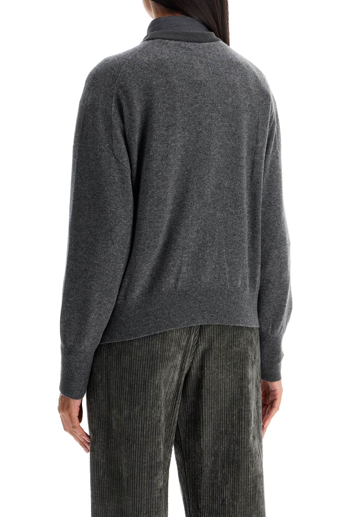 Shop Brunello Cucinelli "pullover With Precious Rib In Grey