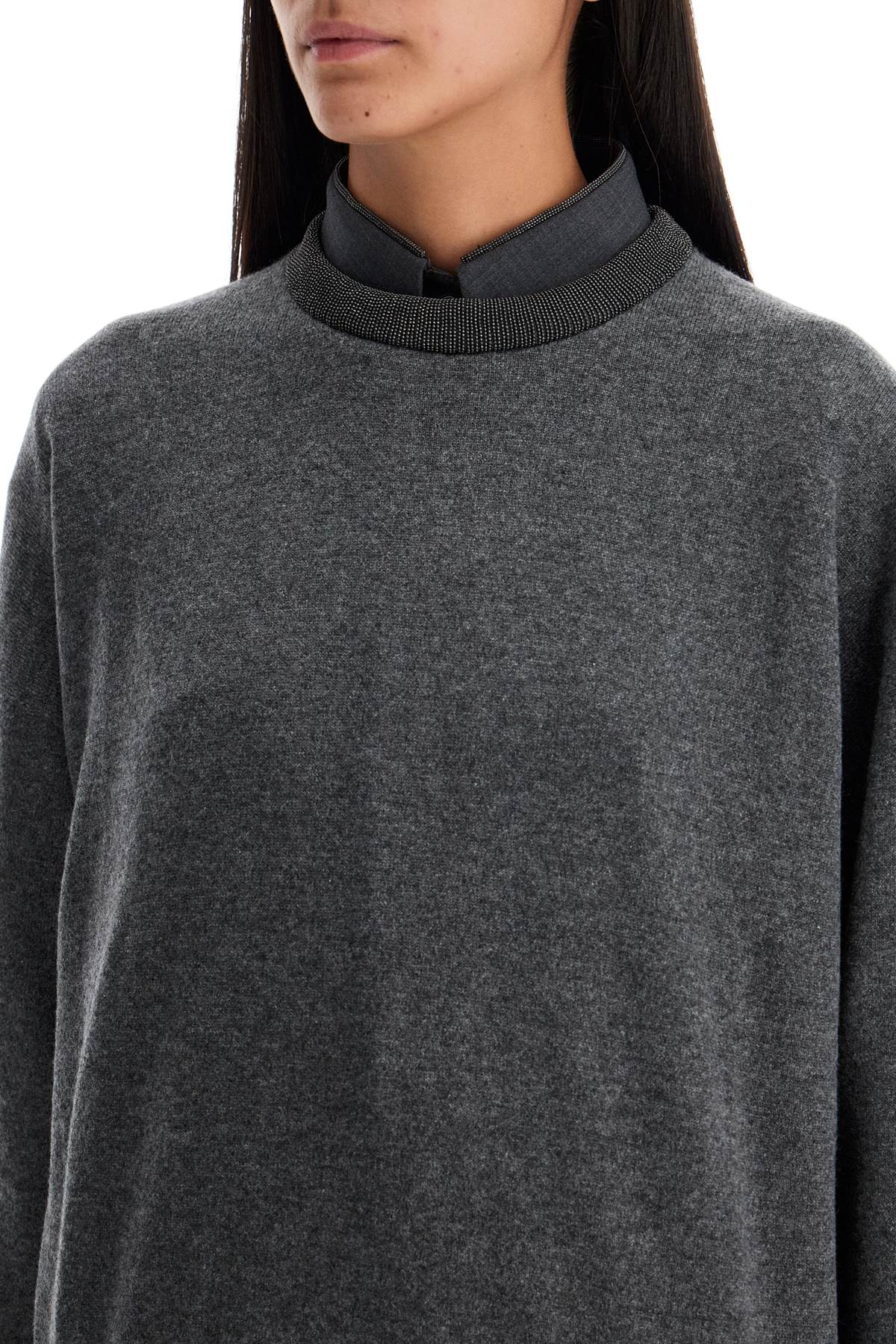 Shop Brunello Cucinelli "pullover With Precious Rib In Grey