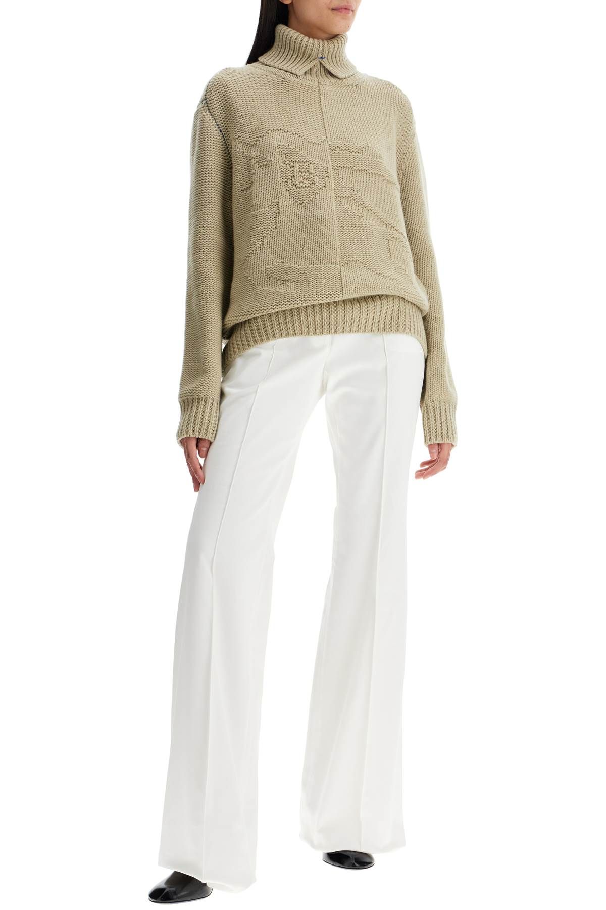 Shop Burberry Cashmere Sweater With Ekd Design In Neutro