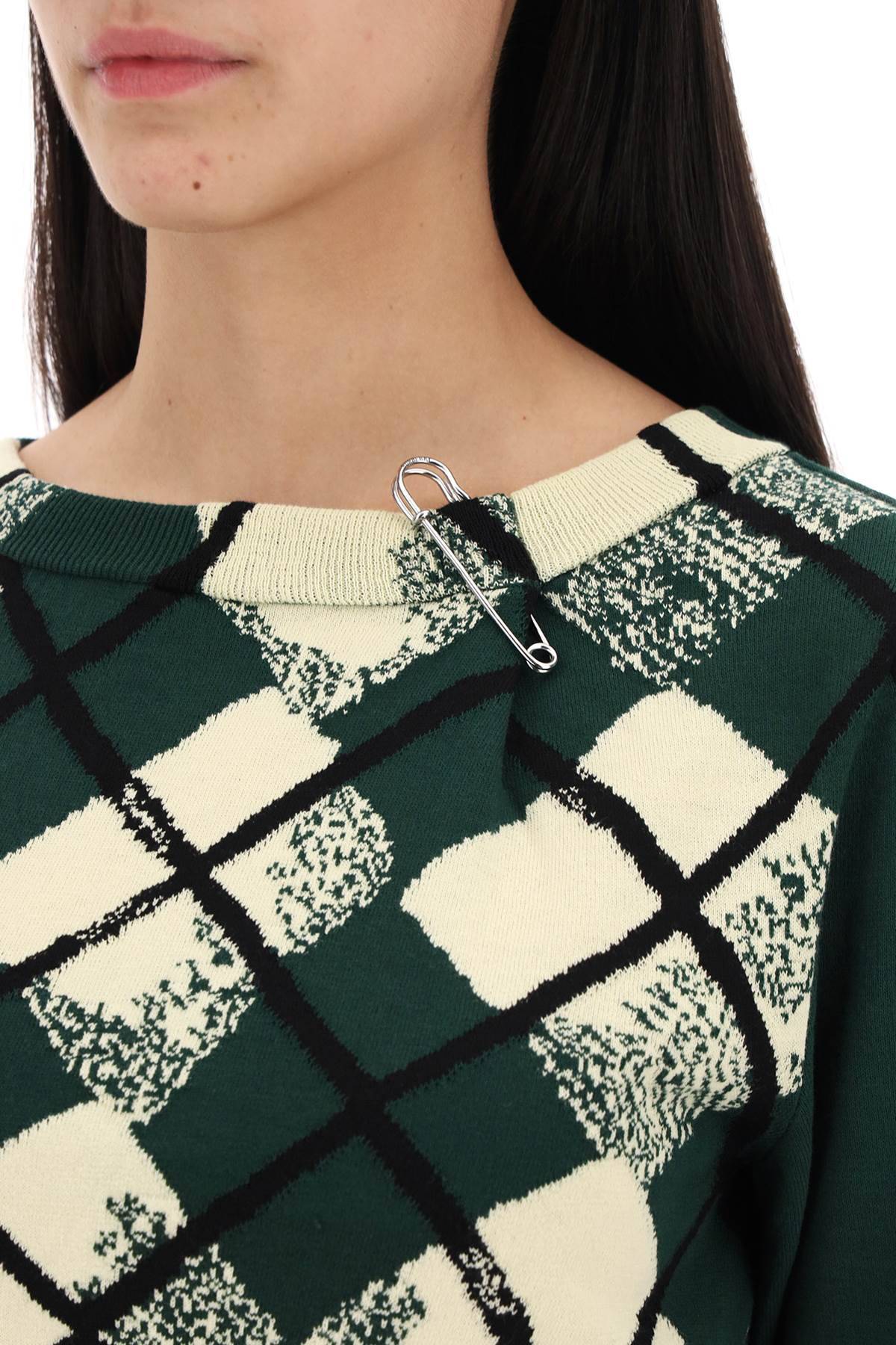 Shop Burberry "cropped Diamond Pattern Pullover In Green