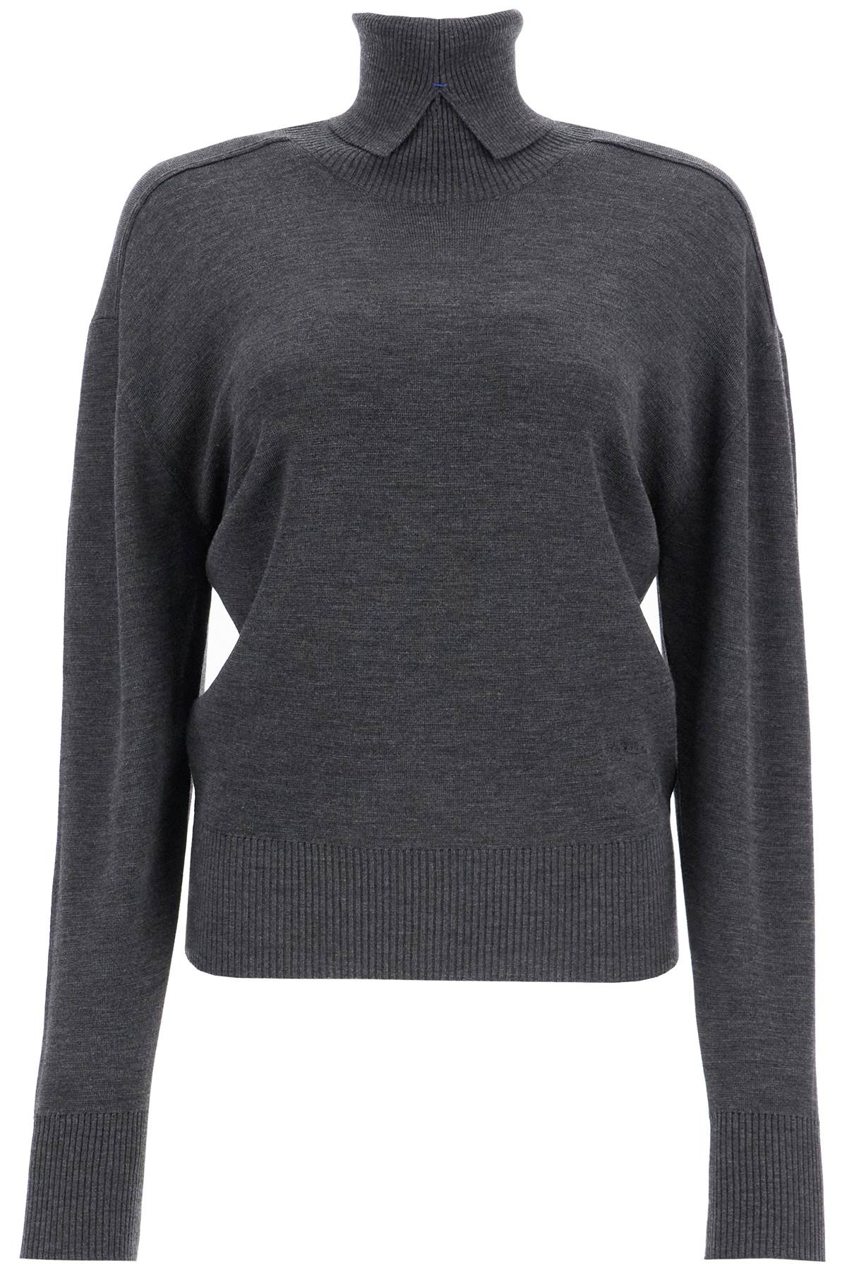 Shop Burberry High-neck Wool Pullover Sweater In Grey