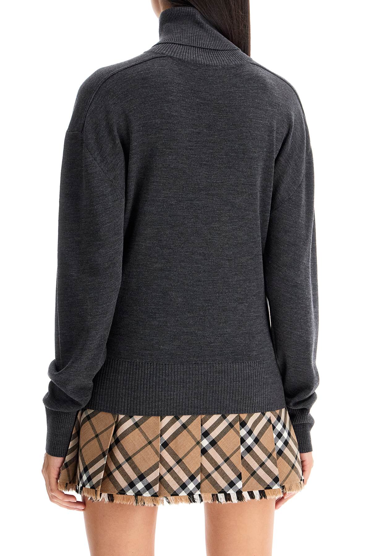 Shop Burberry High-neck Wool Pullover Sweater In Grey