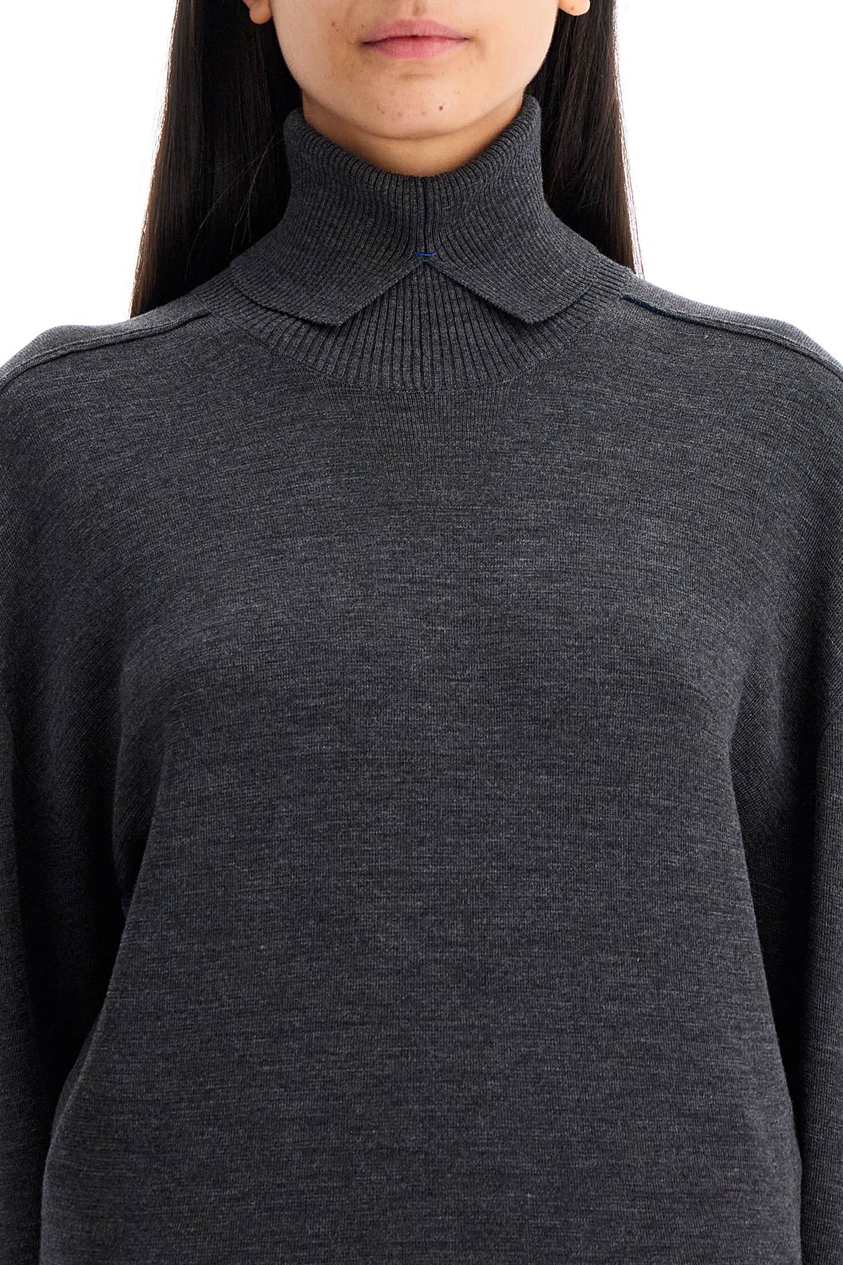 Shop Burberry High-neck Wool Pullover Sweater In Grey