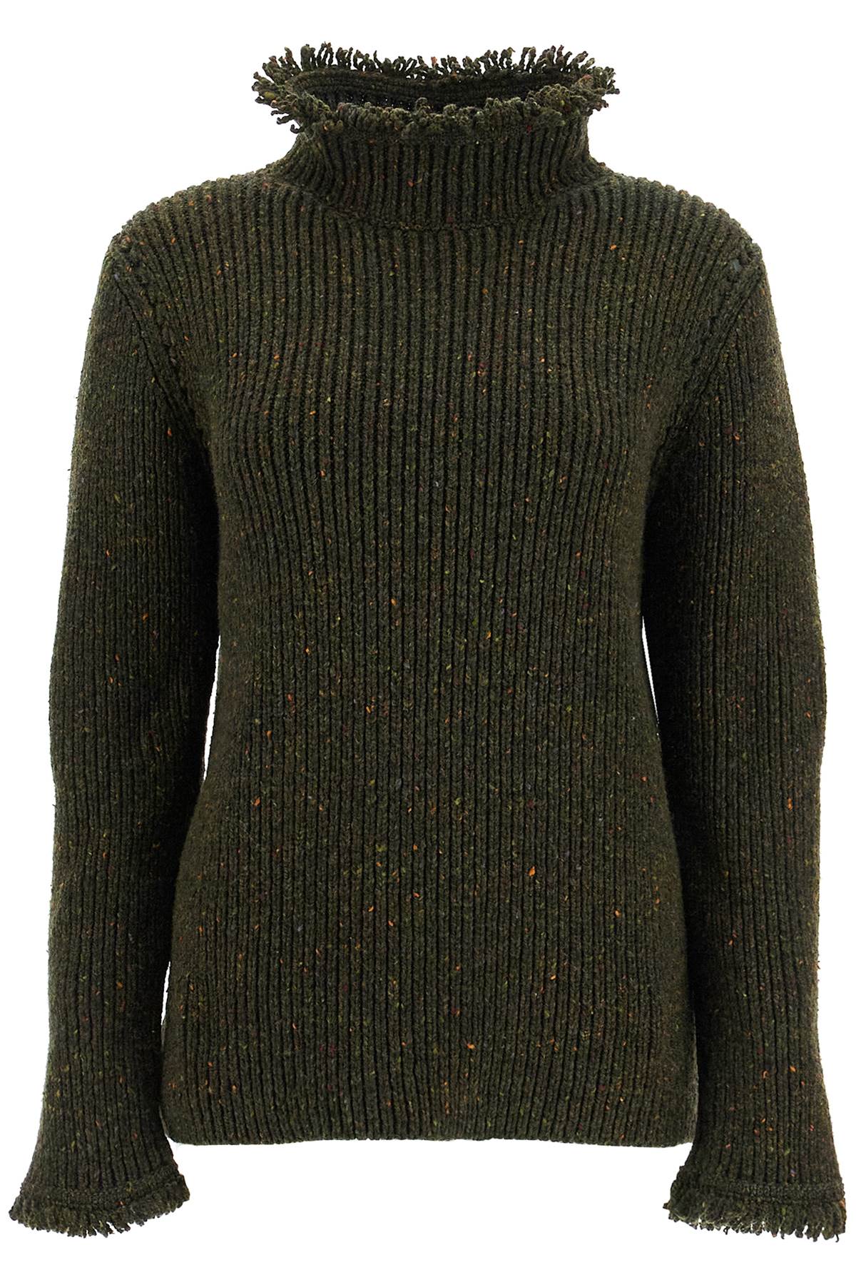 Shop Burberry Fringe Sweater With T In Green