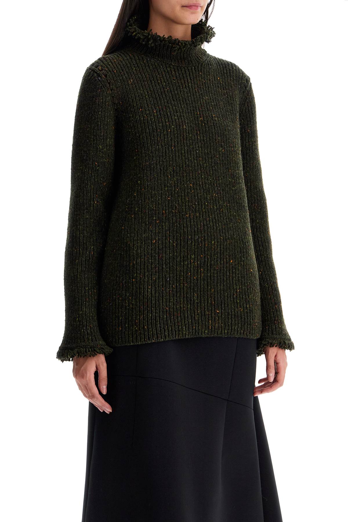 Shop Burberry Fringe Sweater With T In Green